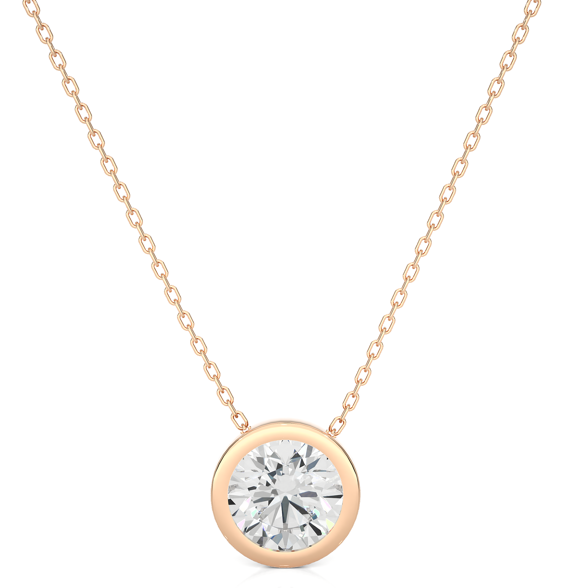 Bezel Set Round Cut Lab Grown Diamond Necklace