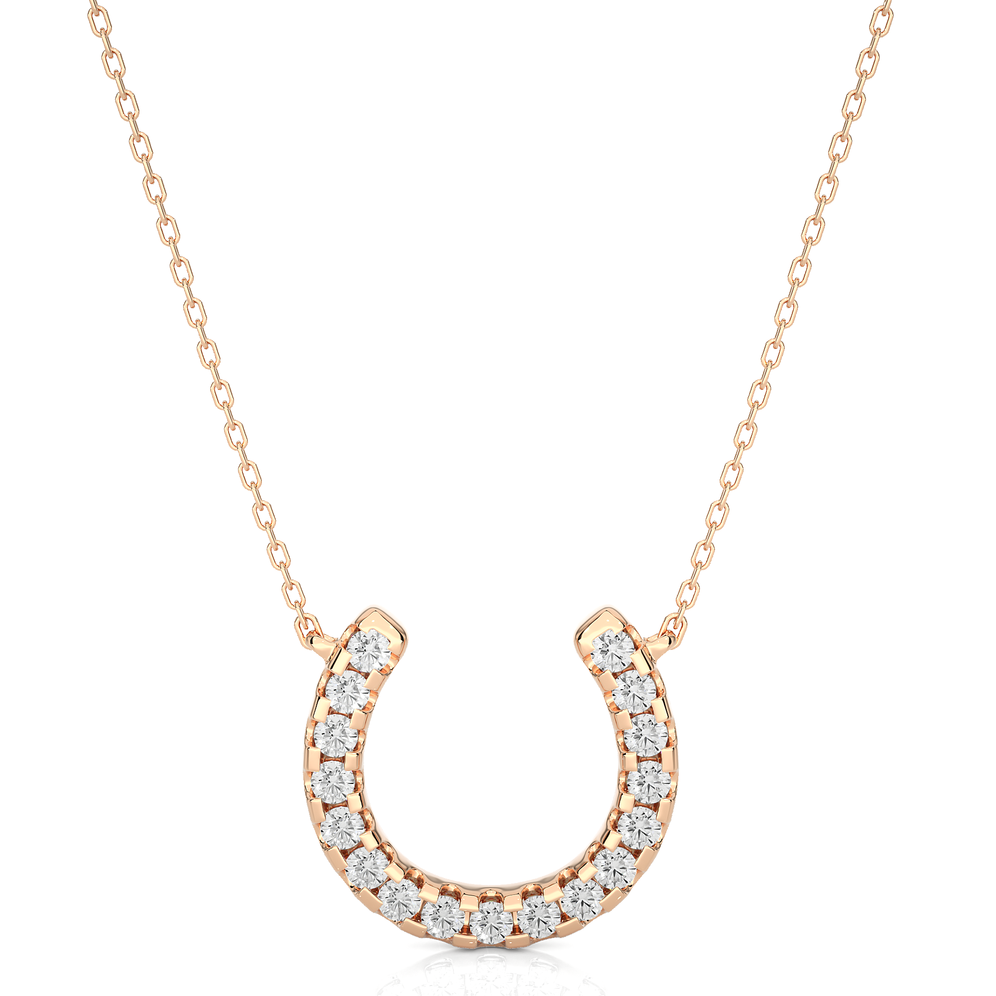 Lucky Horseshoe Lab Diamond Gold Necklace