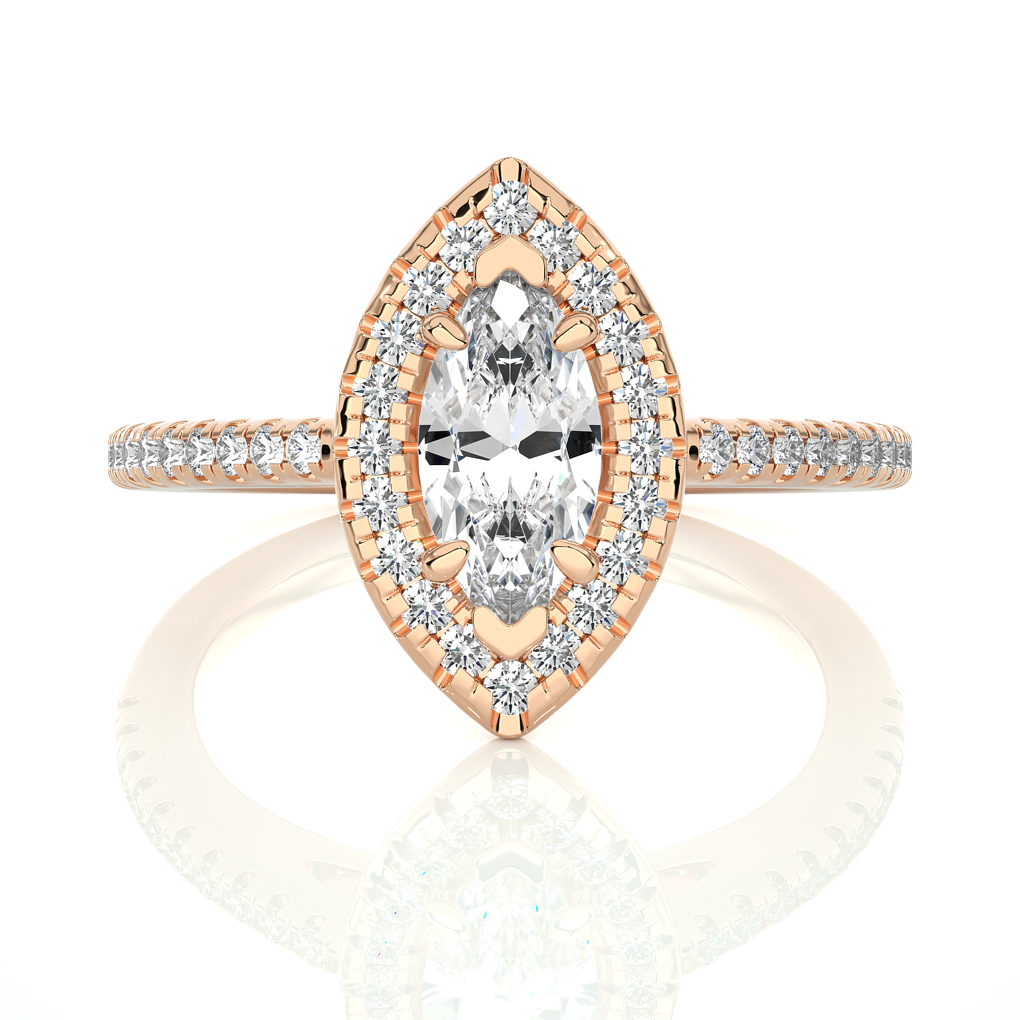 Marquise Lab Grown Diamond Halo Engagement Ring