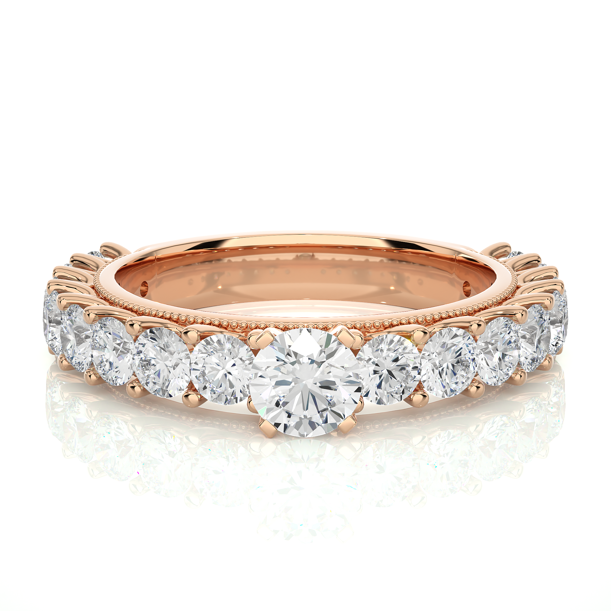 Round Cut Lab Grown Diamond Half Eternity Band
