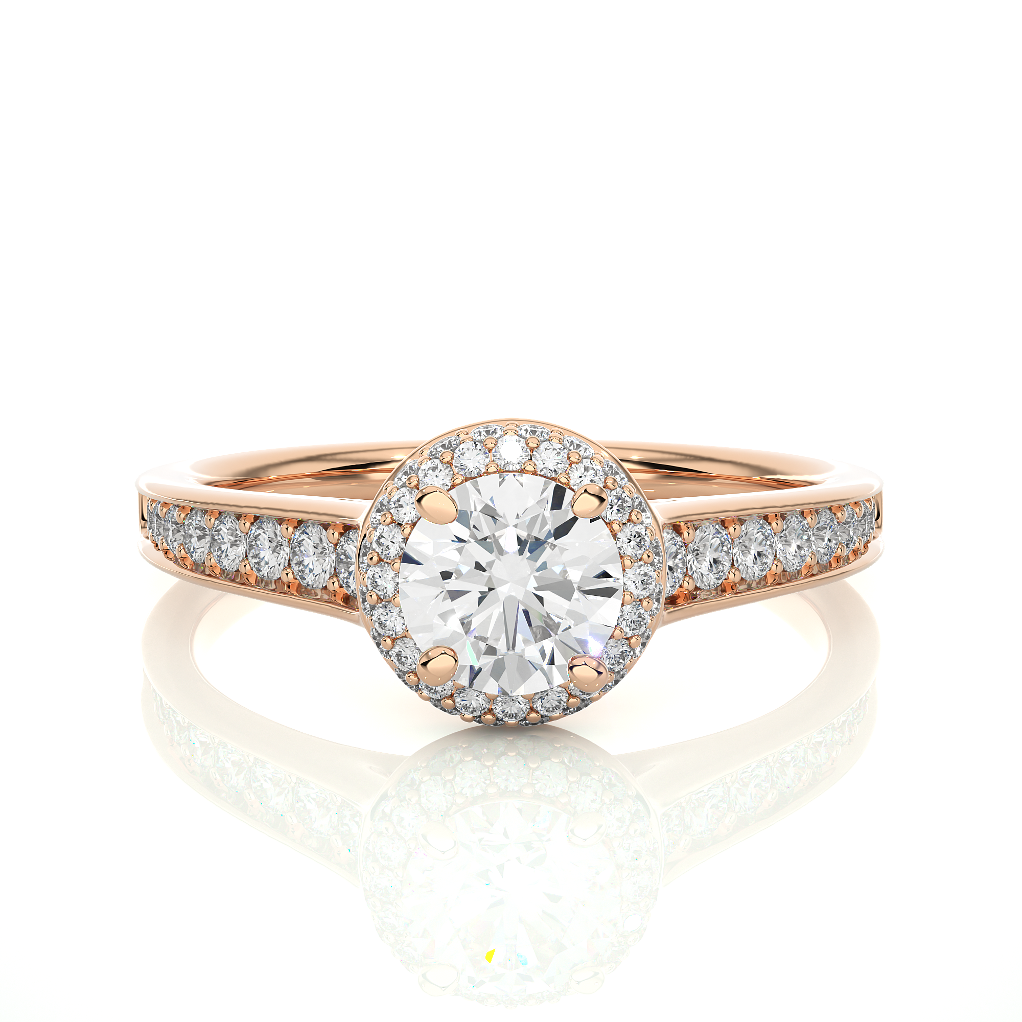 Round Lab Grown Diamond Halo Engagement Ring