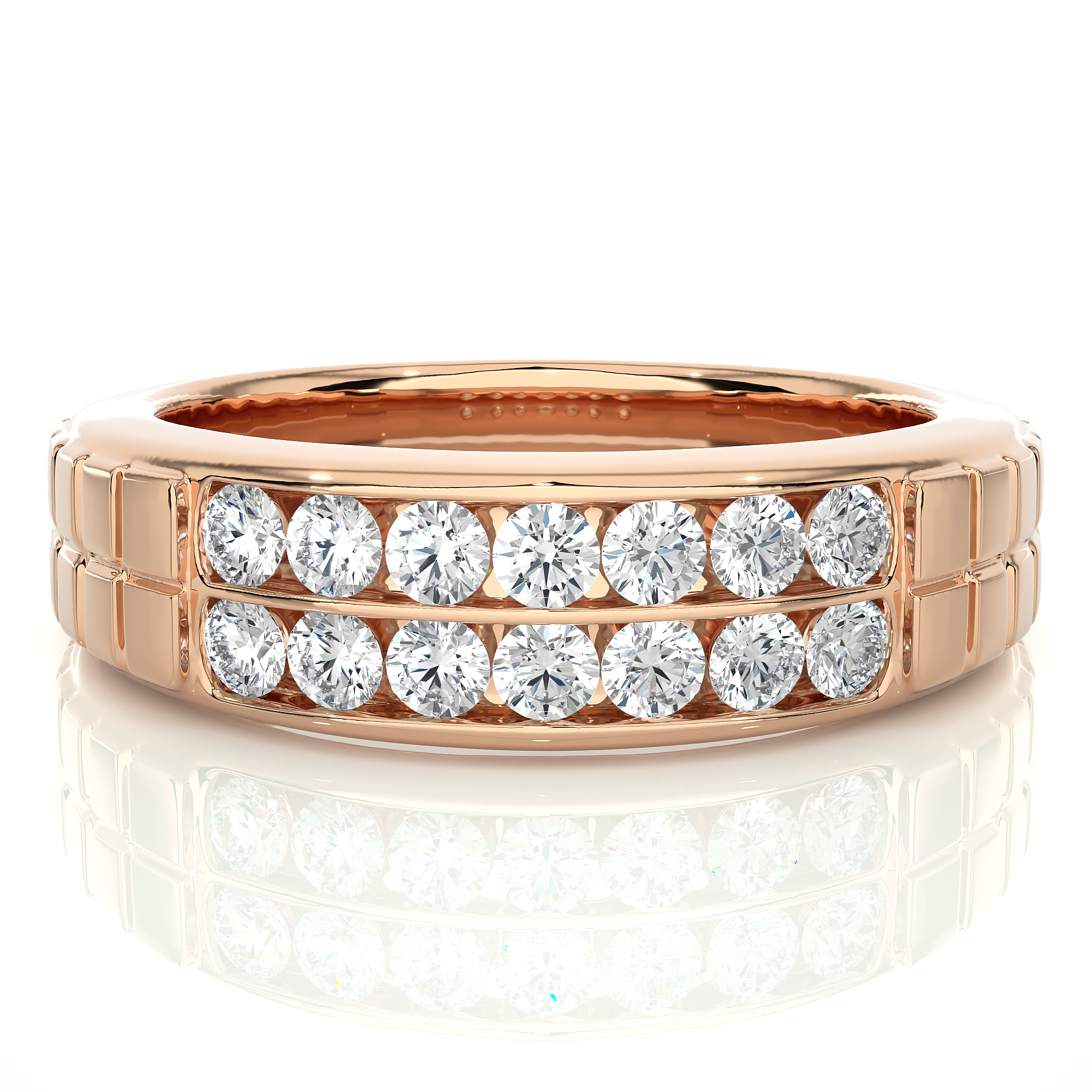 Men’s Lab Diamond Double Row Wedding Band