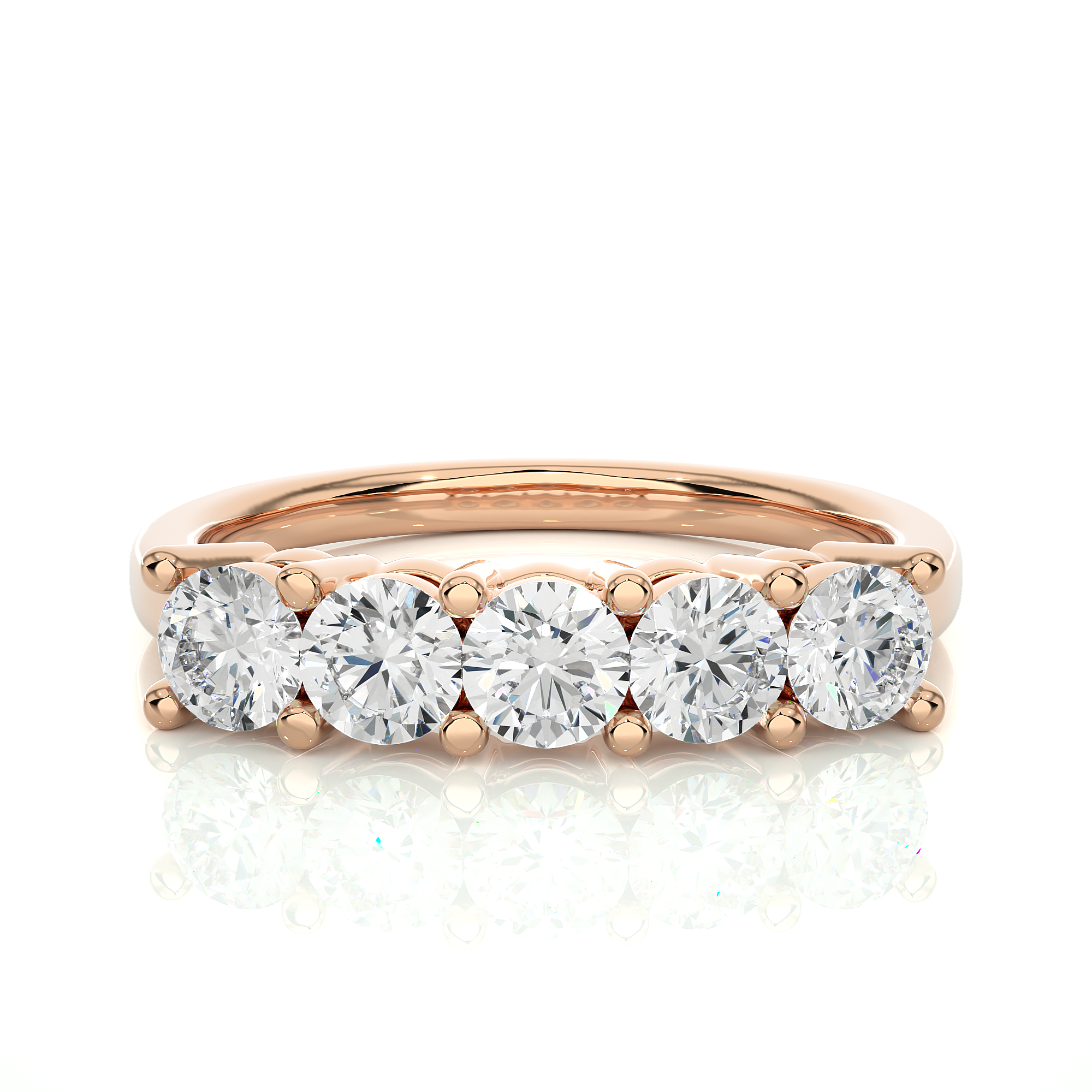 Round Cut Lab Grown Diamond Half Eternity Ring