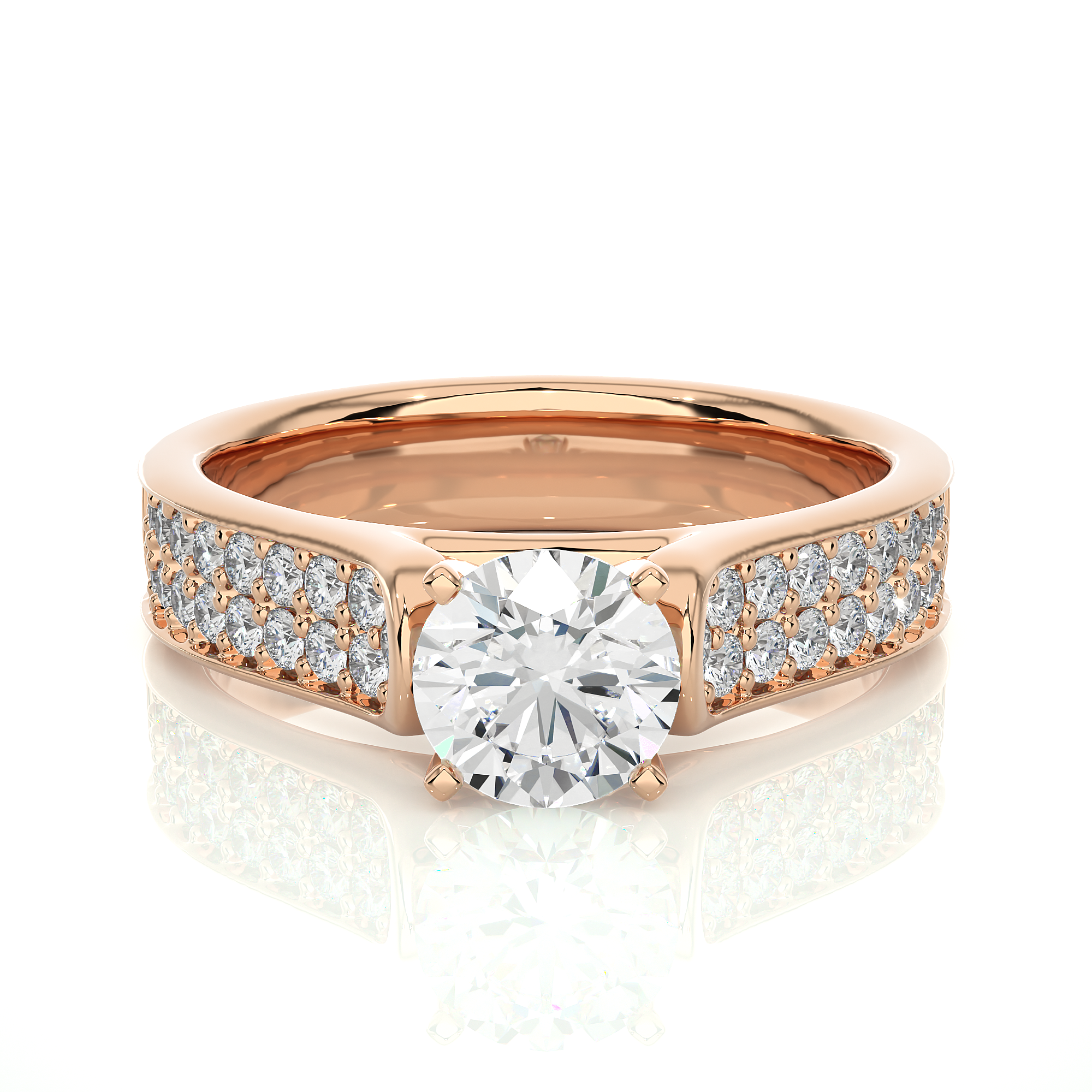 Round Lab Grown Diamond Pave Engagement Ring