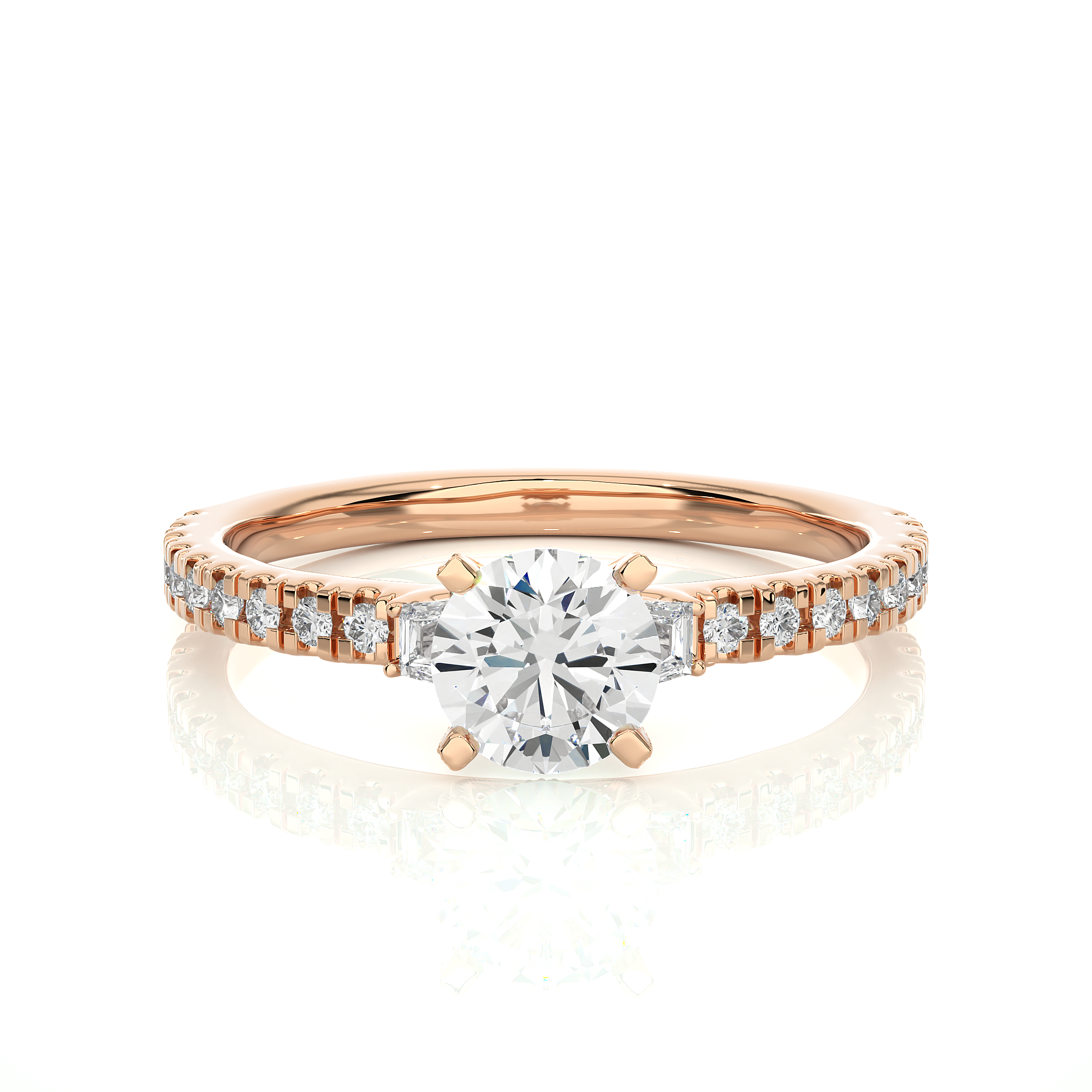 Three Stone Lab Grown Diamond Pavé Engagement Ring