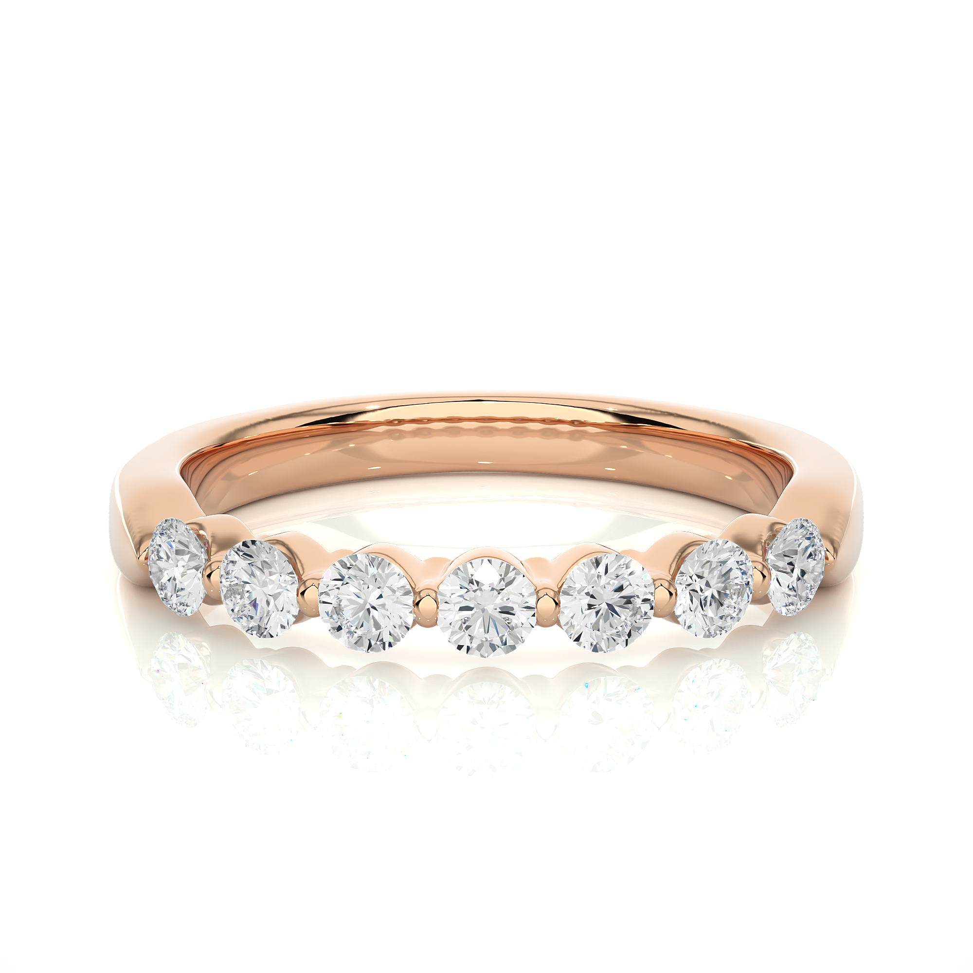 Round Cut Lab Grown Diamond Half Eternity Ring