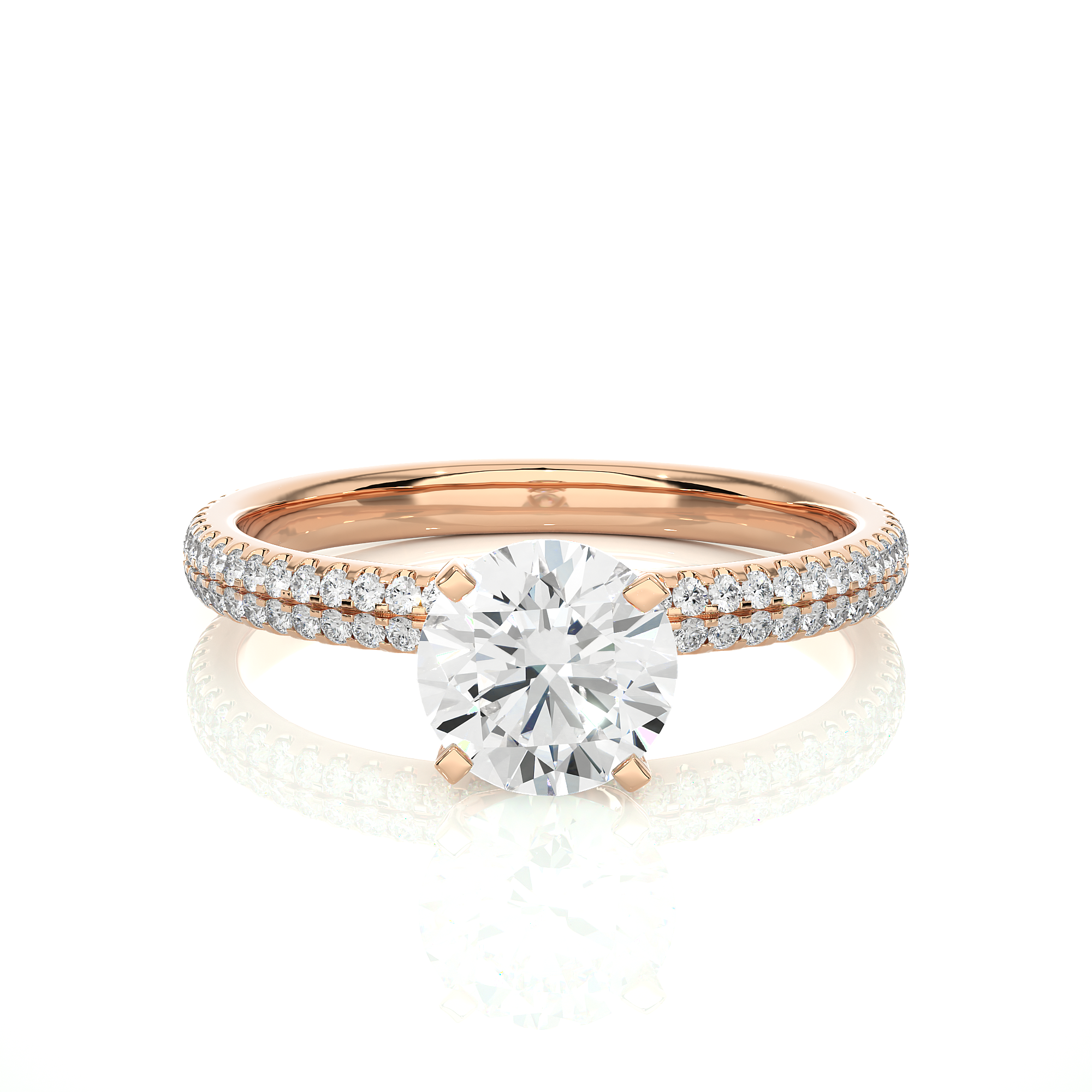 Round Lab Grown Diamond Pave Engagement Ring