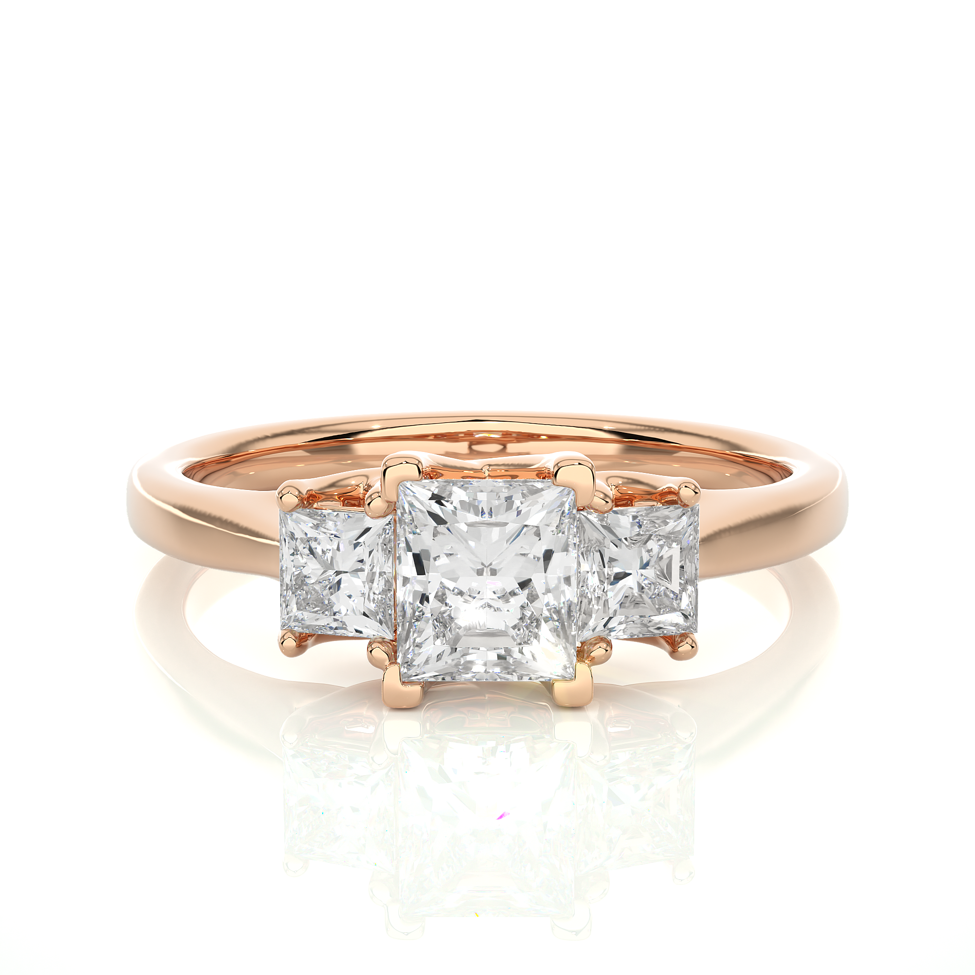 Three Stone Princess Lab Diamond Engagement Ring