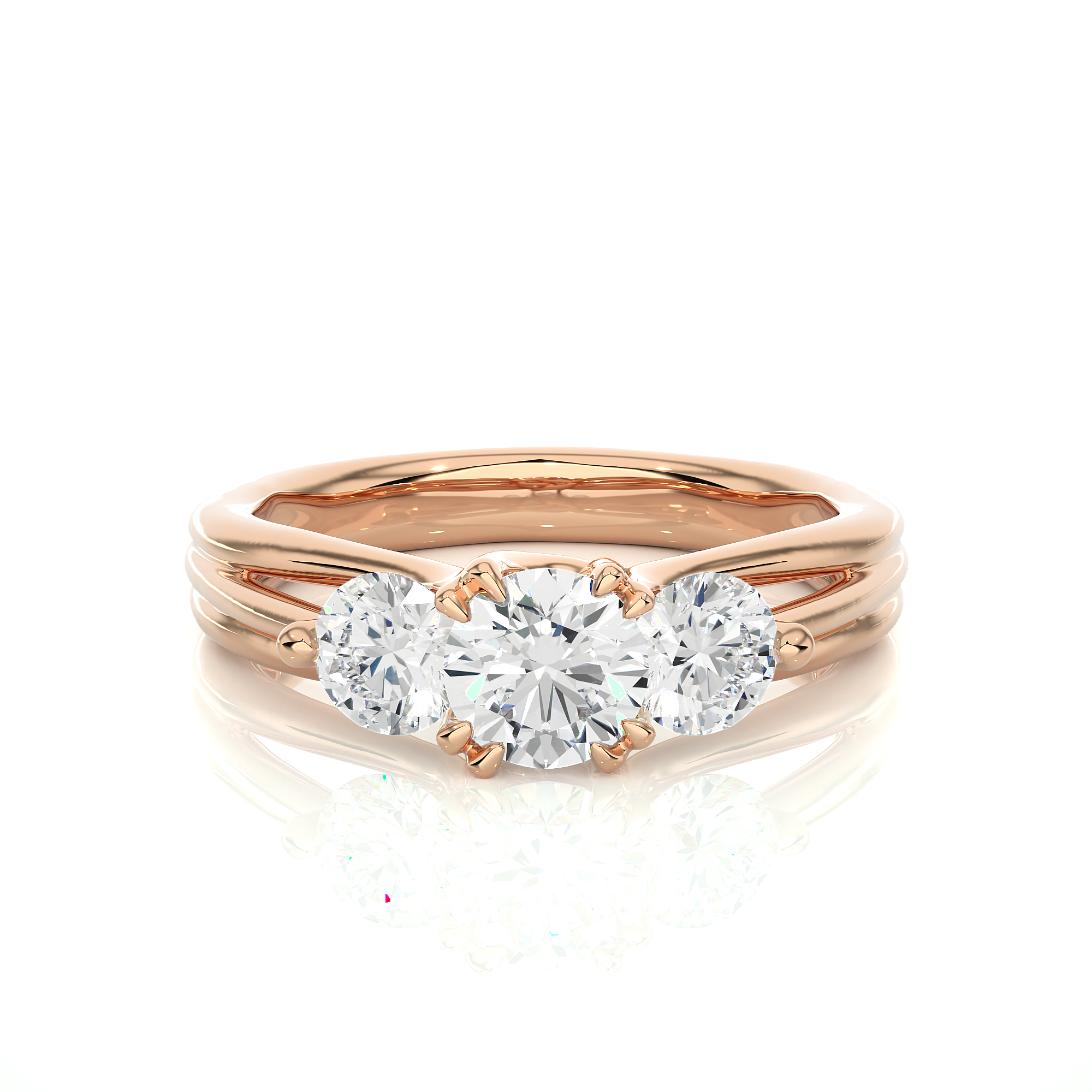 Classic Round Diamond Three Stone Engagement Ring