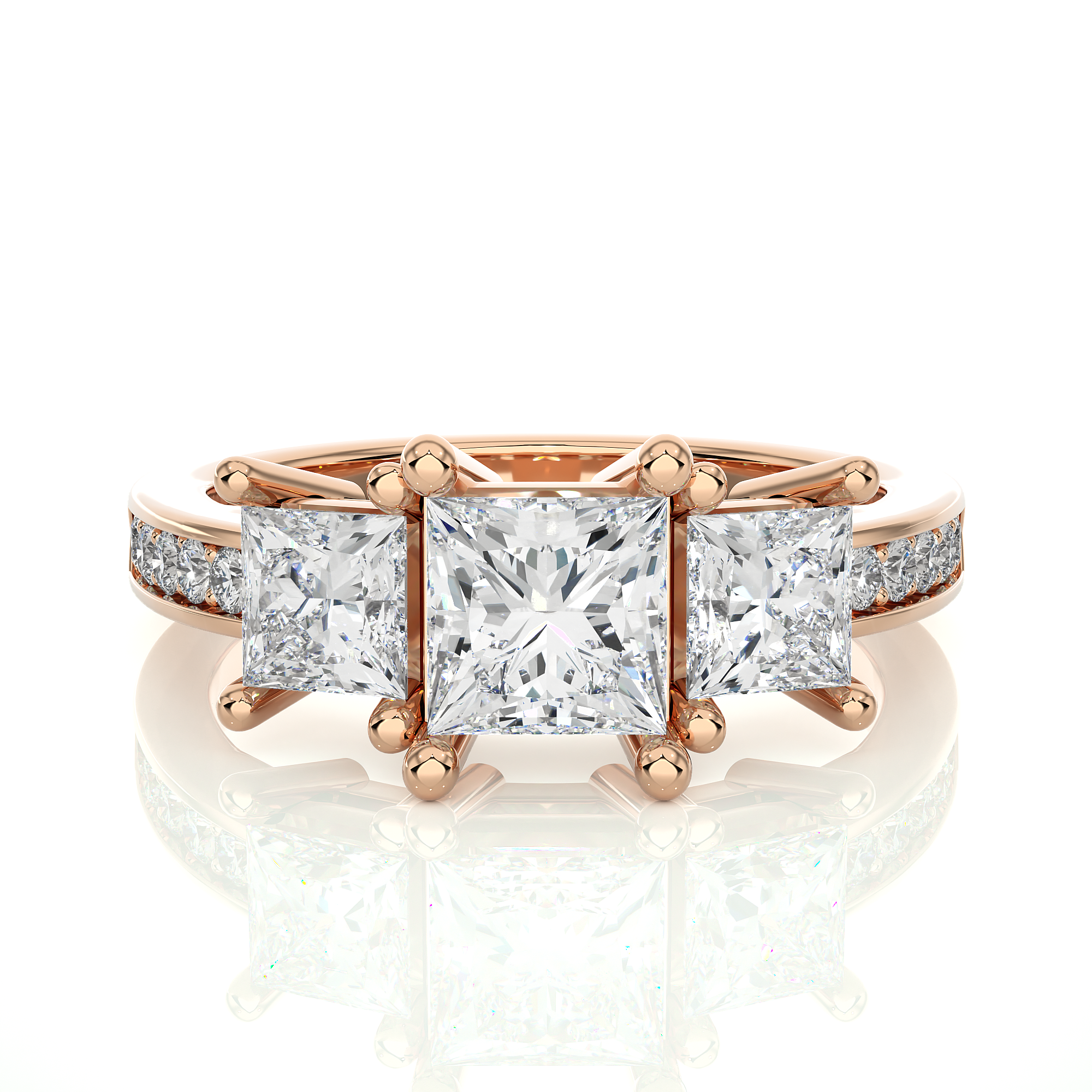 Three Stone Princess Lab Grown Diamond Engagement Ring