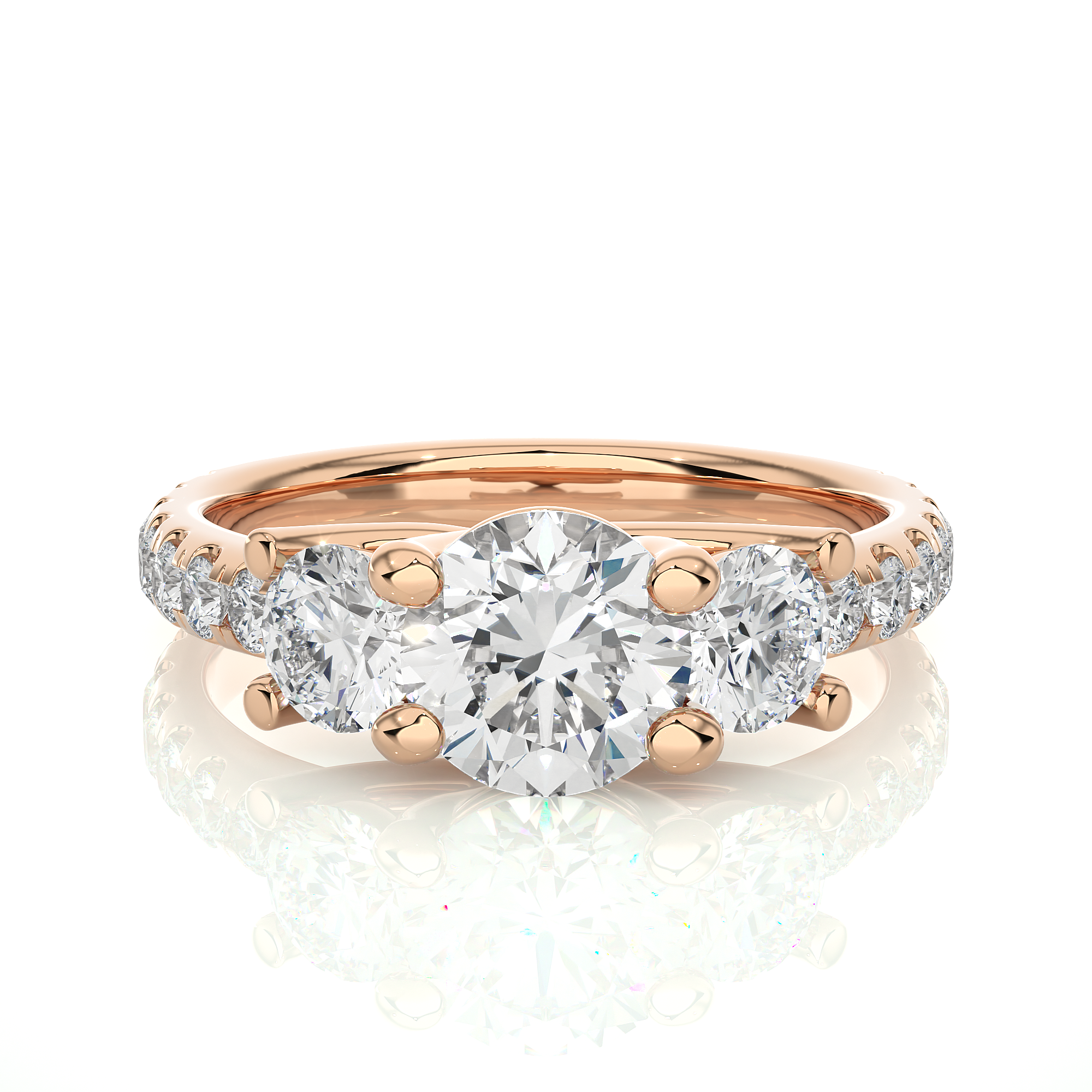 Round Lab Grown Diamond Gold Engagement Ring