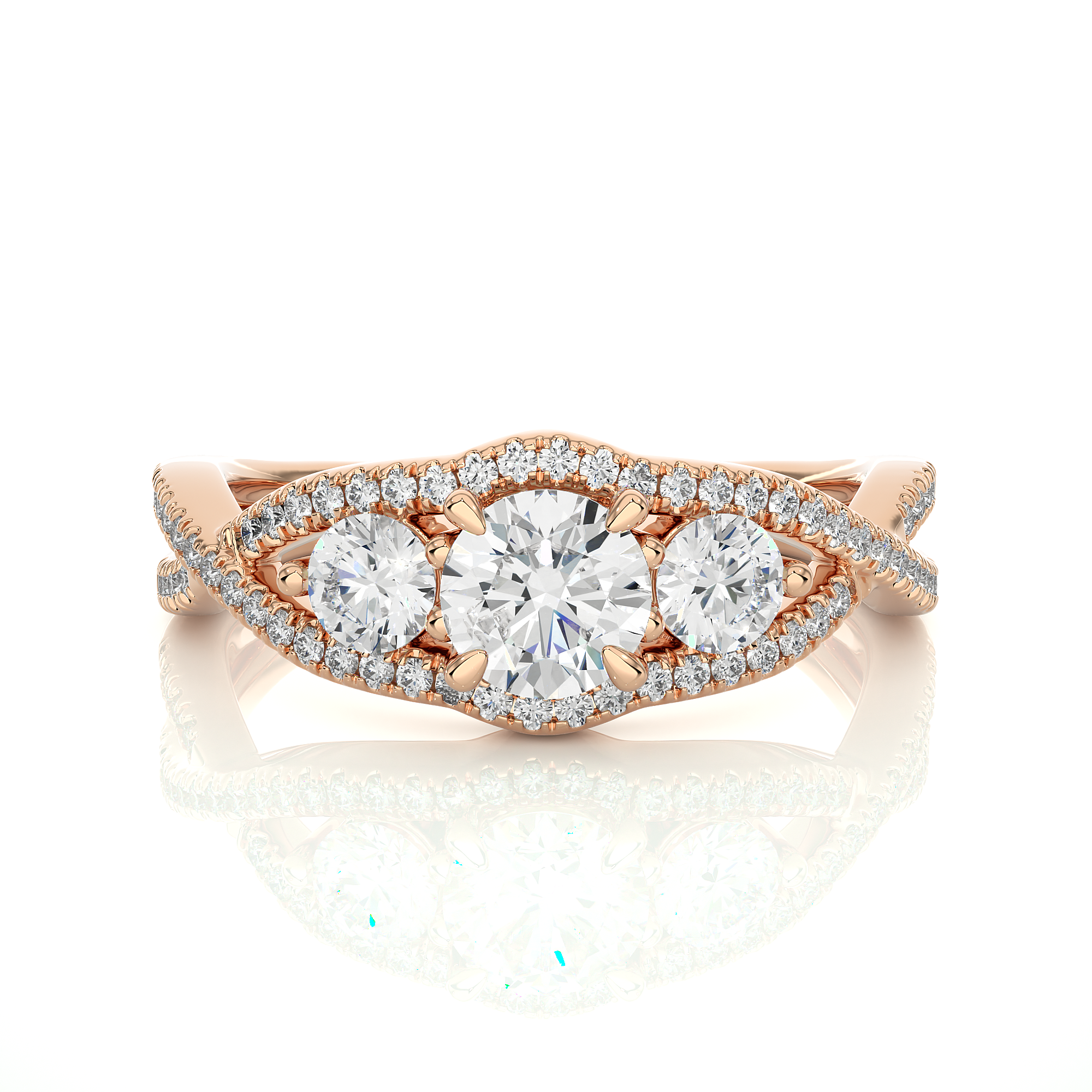 Vintage Style Lab Grown Diamond Three Stone Ring
