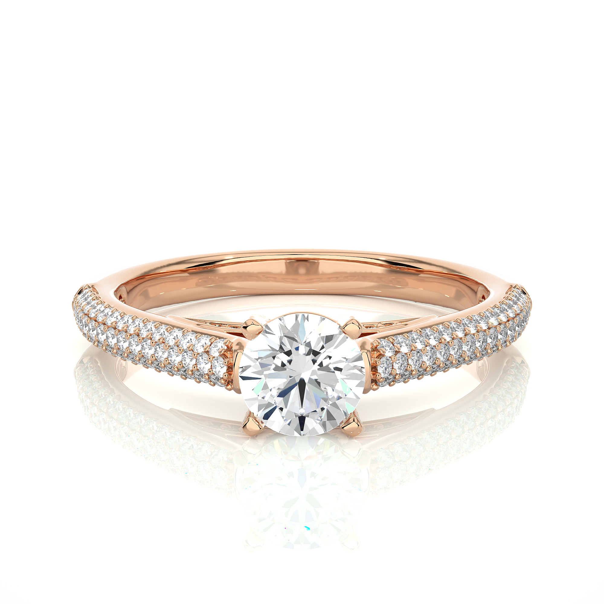 Round Lab Grown Diamond Double Pave Engagement Ring
