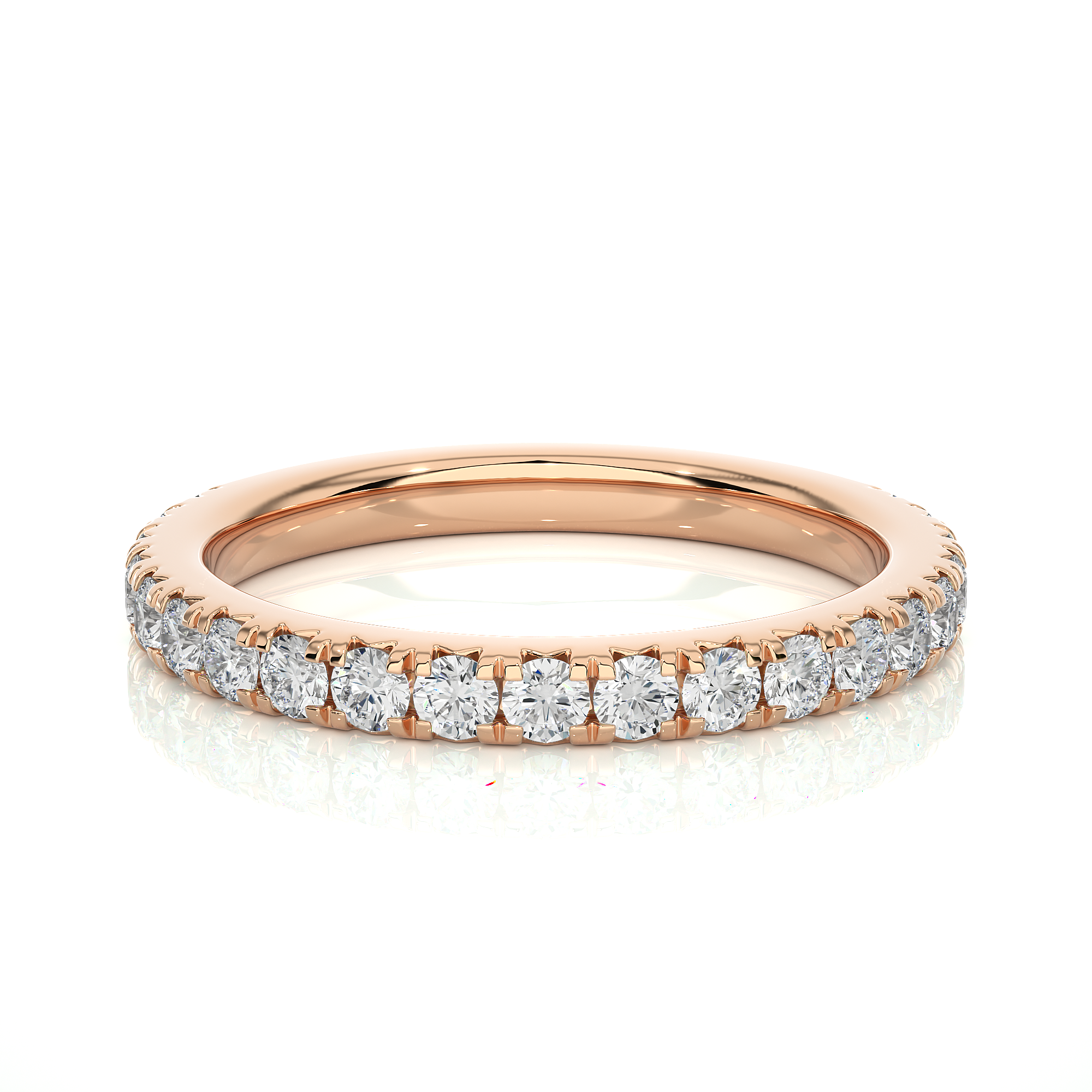 Round Cut Half Eternity Diamond Band