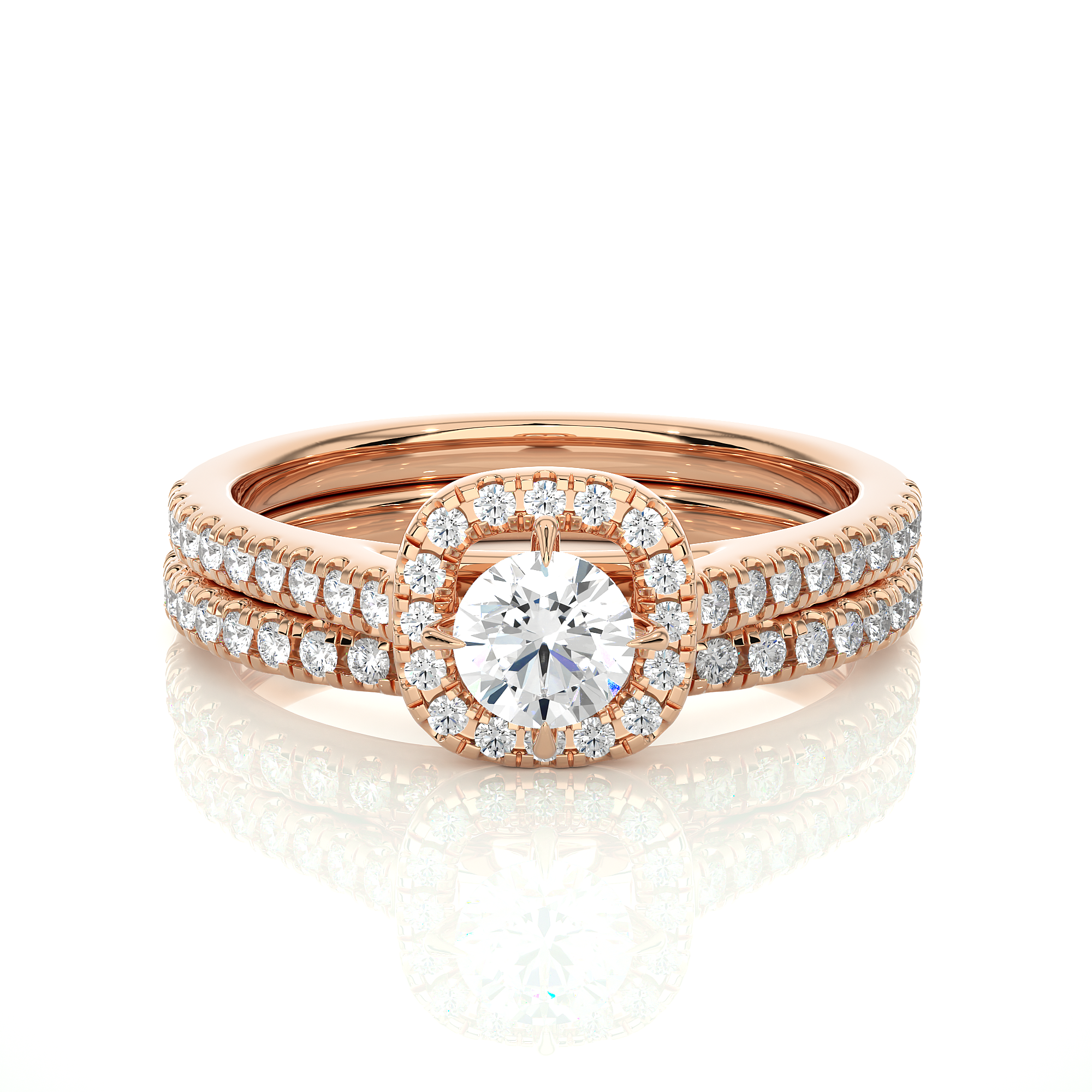 Round Lab Grown Diamond Halo Engagement Ring