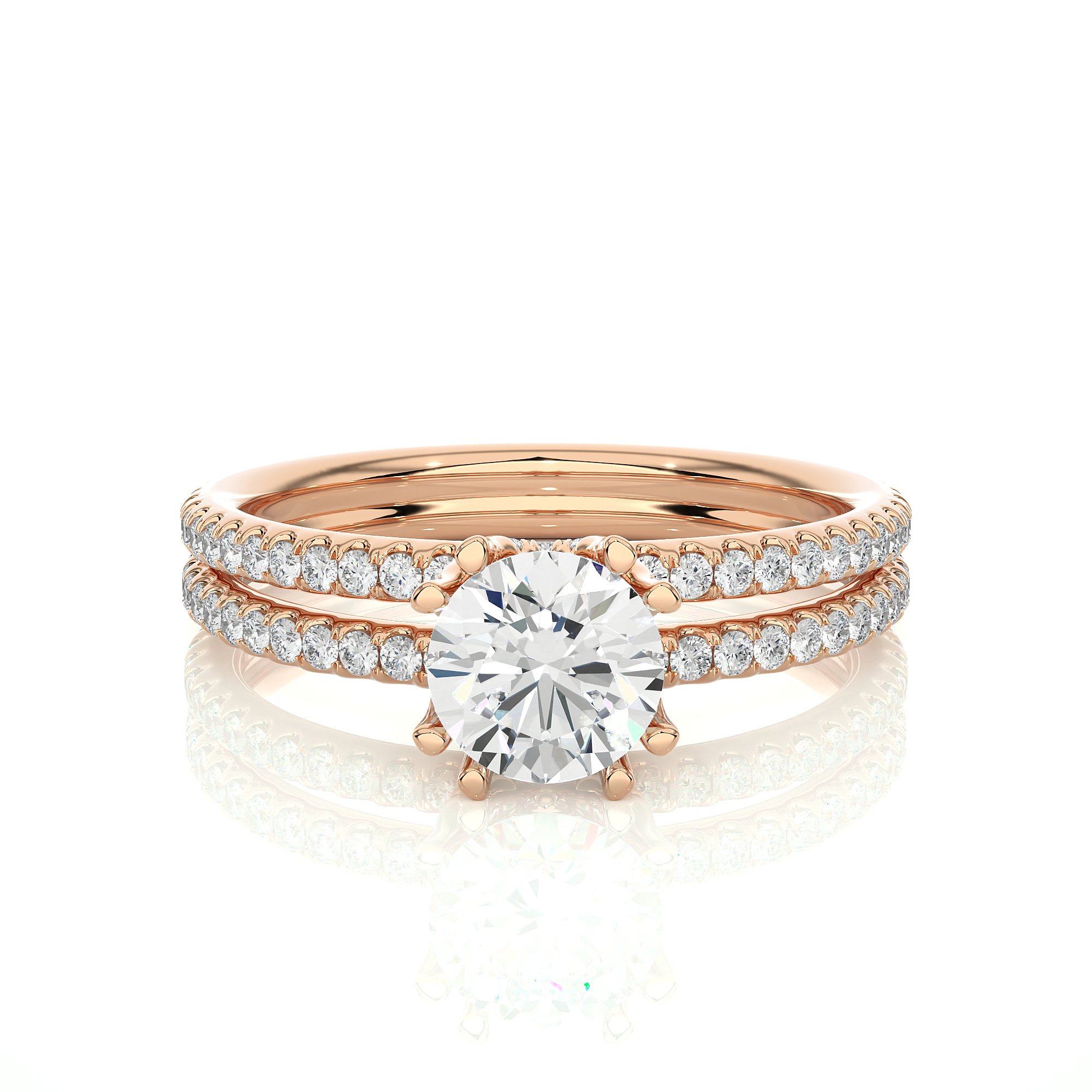 Round Lab Grown Diamond Engagement Ring With Split Shank Band
