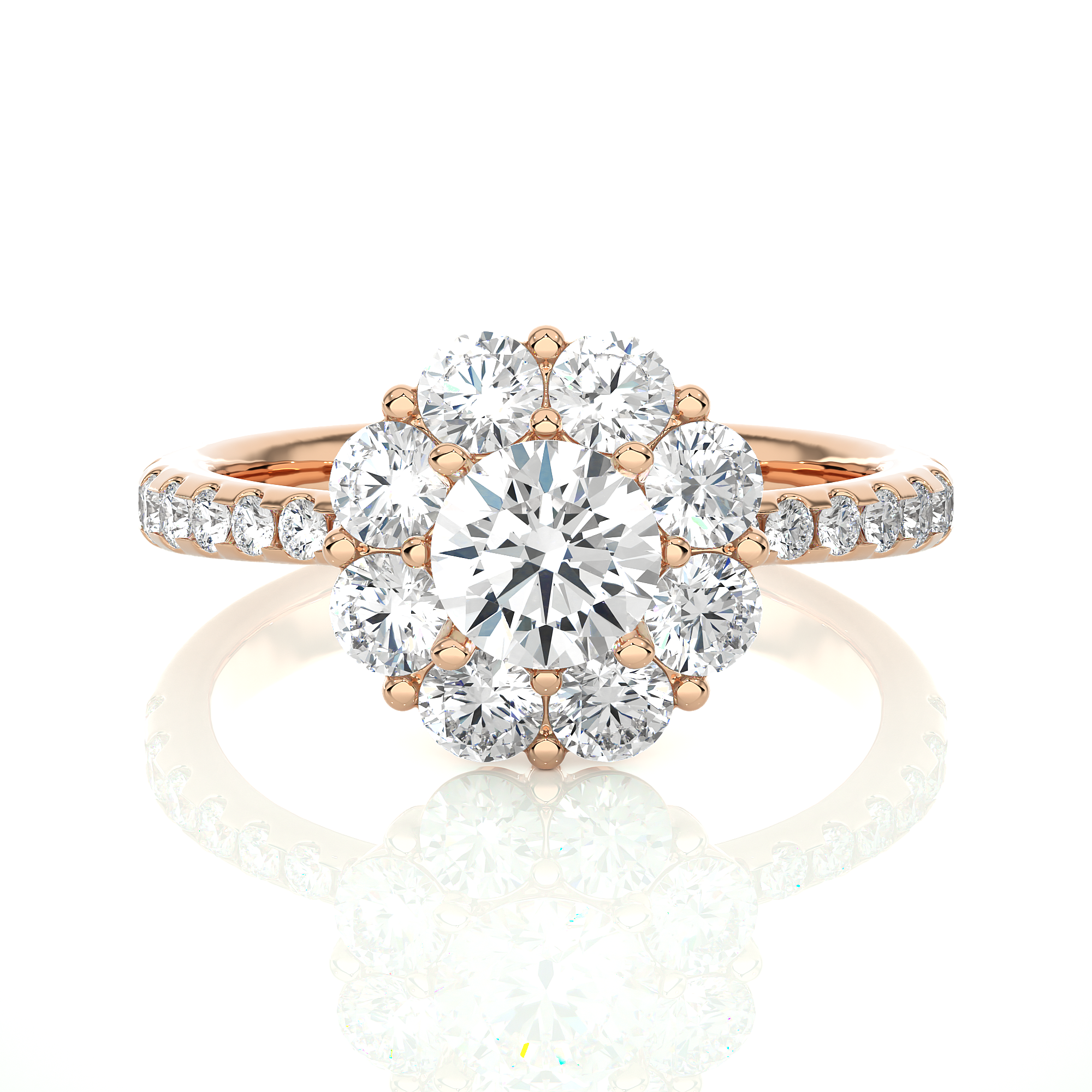 Round Lab Grown Diamond Cluster Engagement Ring