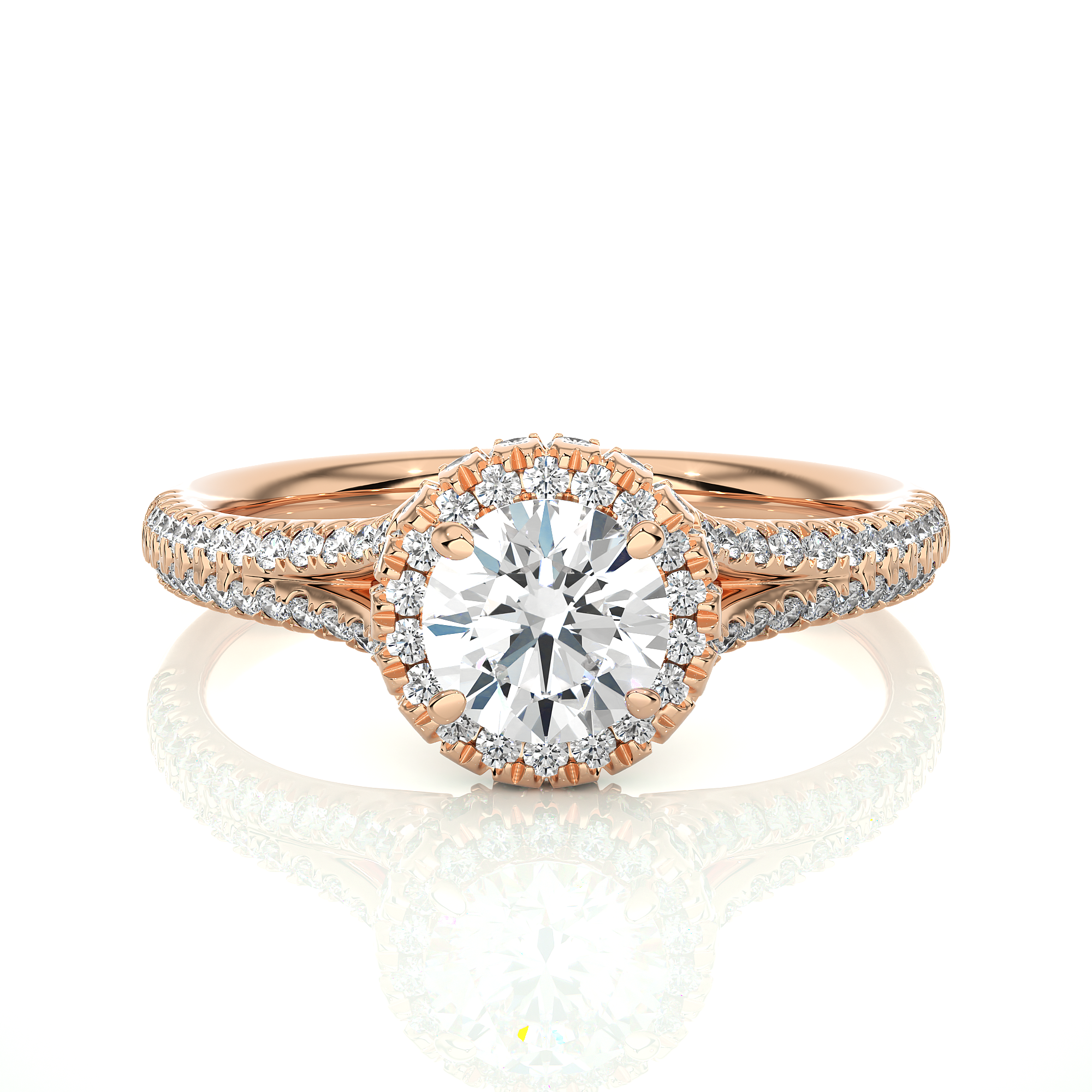 Round Lab Grown Diamond Halo Engagement Ring