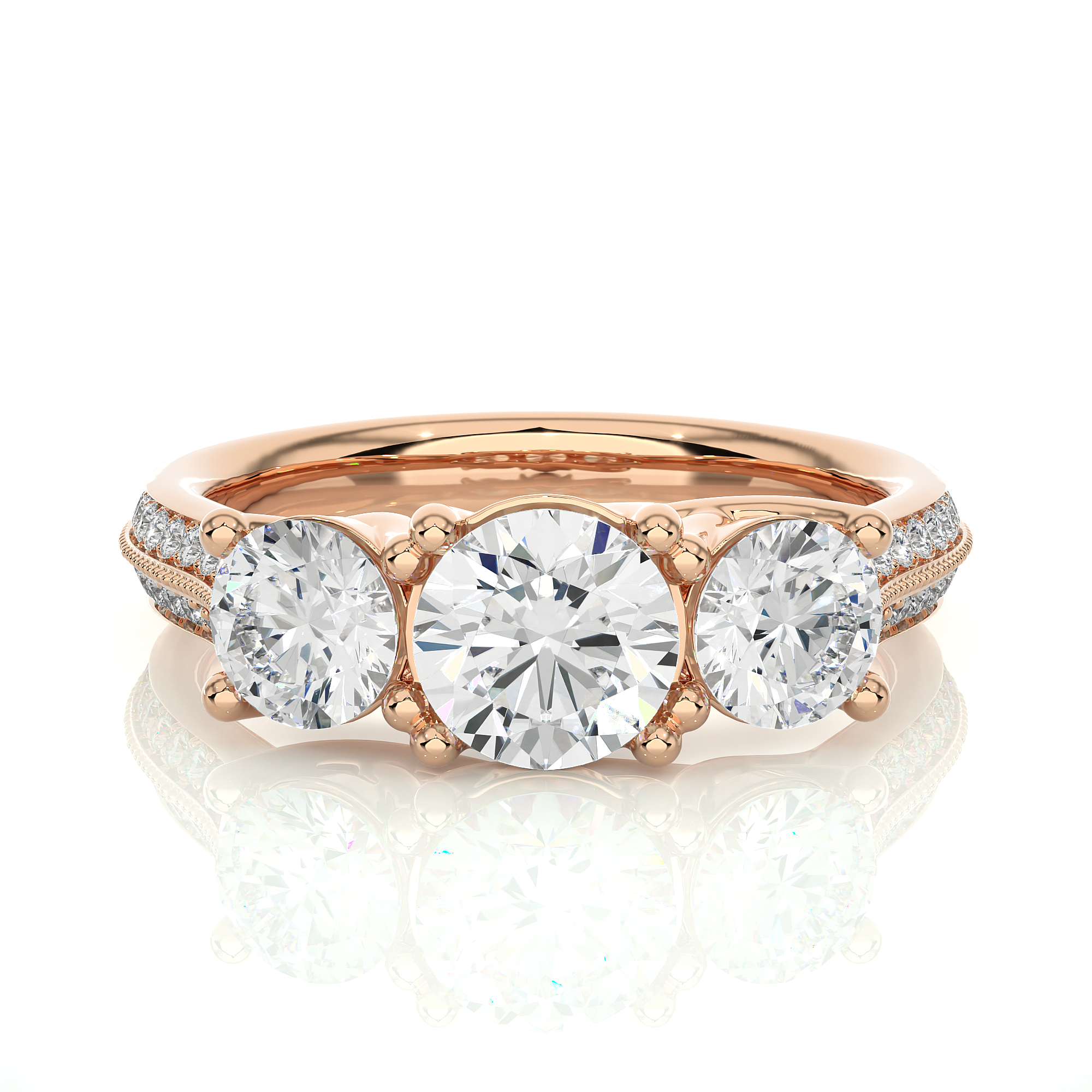 Round Three Stone Lab Grown Diamond Ring