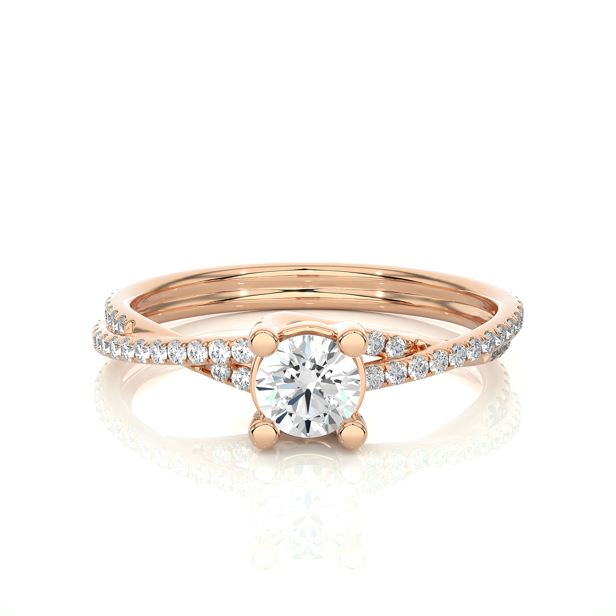Round Cut Lab Grown Diamond Split Shank Engagement Ring