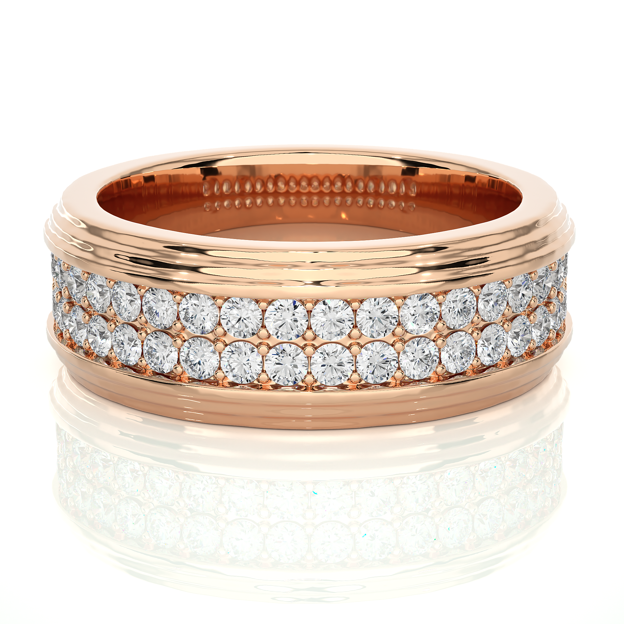 Men’s Rose Gold Lab Diamond Statement Wedding Band