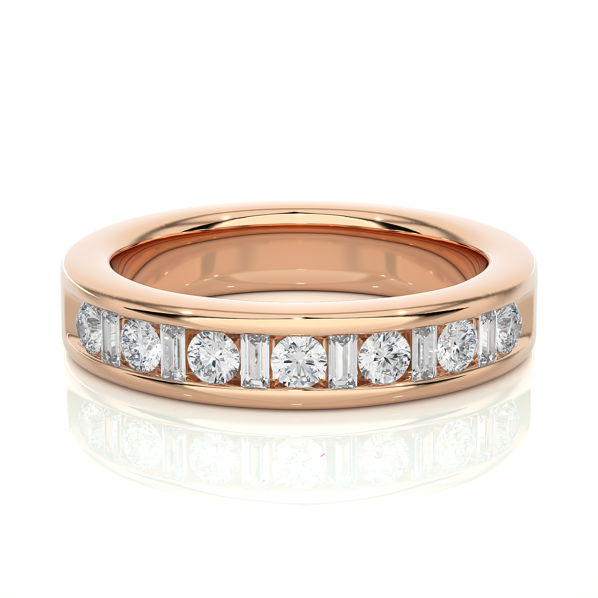 Round and Baguette Cut Lab Grown Diamond Eternity Ring