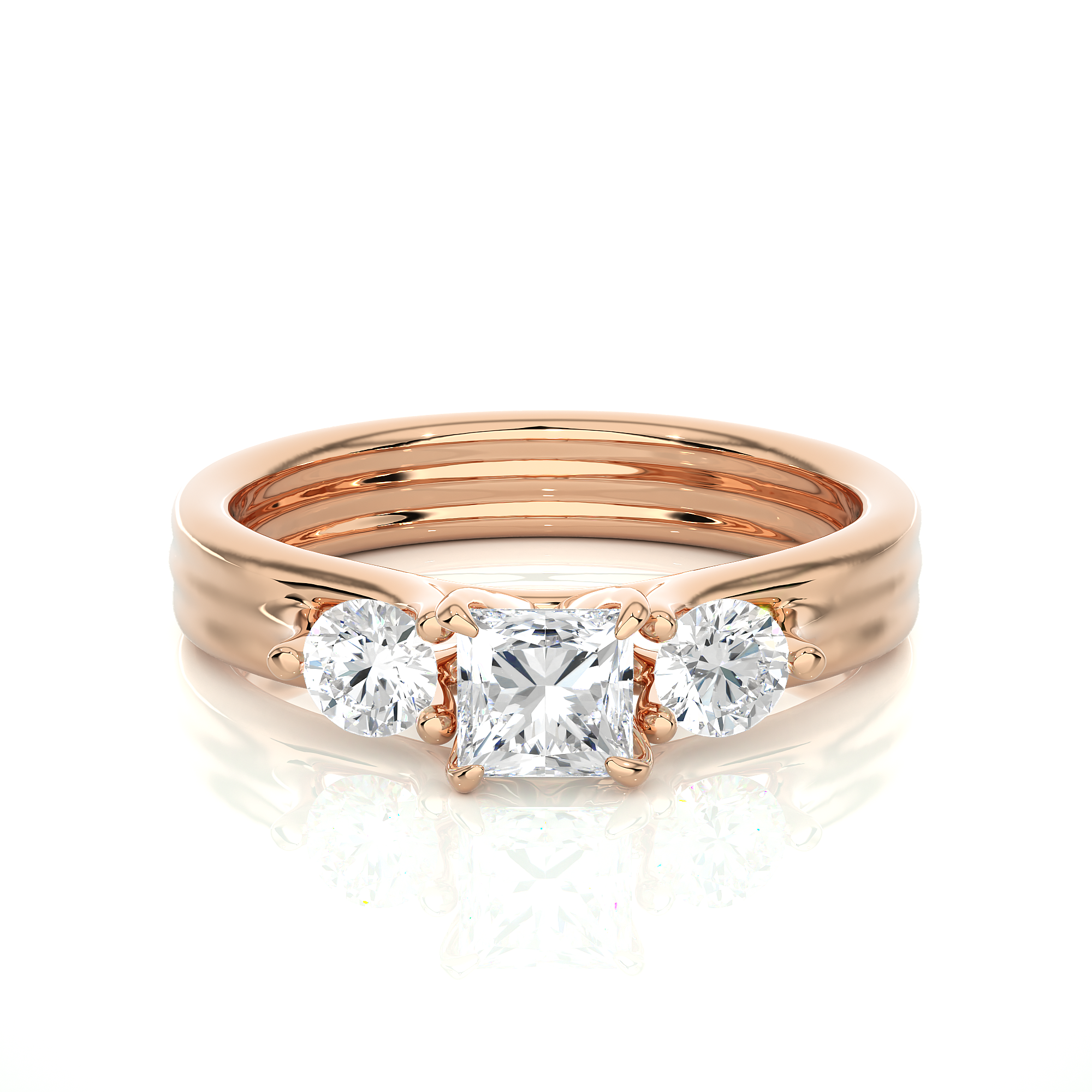 Princess Diamond Three Stone Engagement Ring