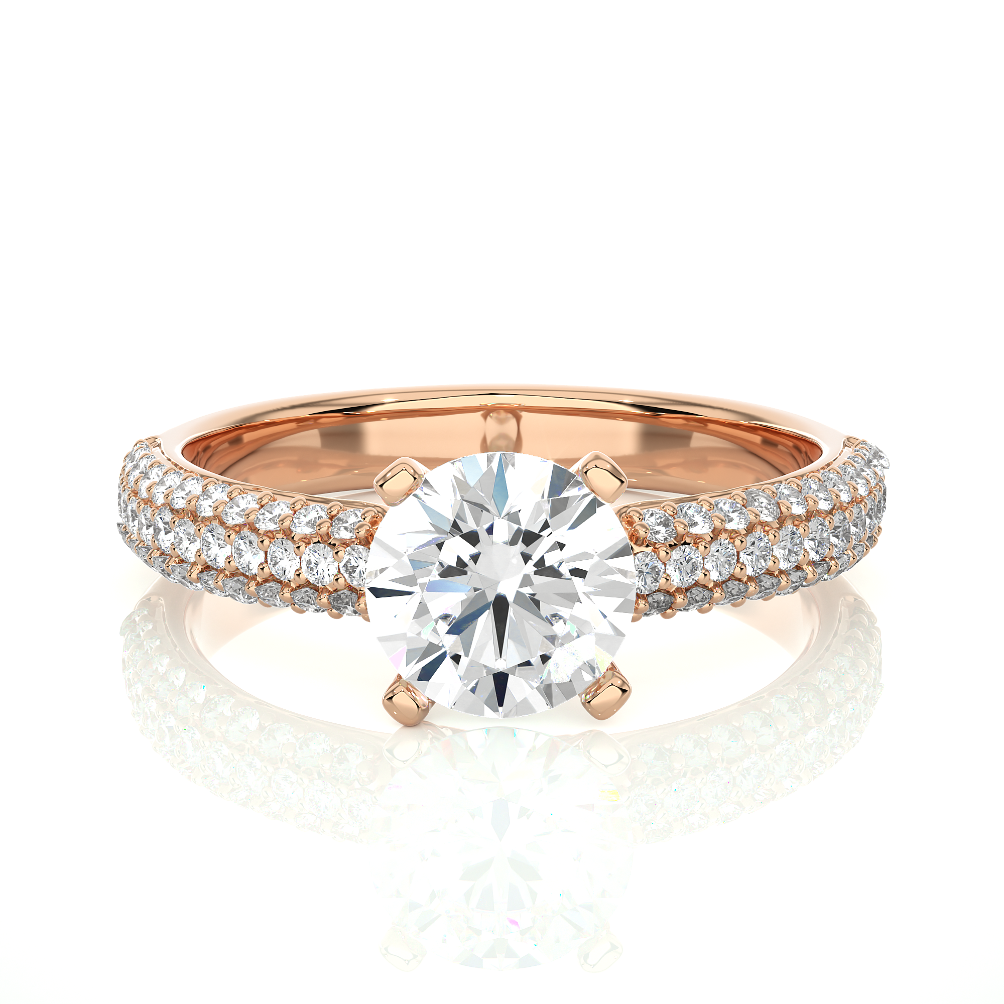Round Lab Grown Diamond Pave Engagement Ring