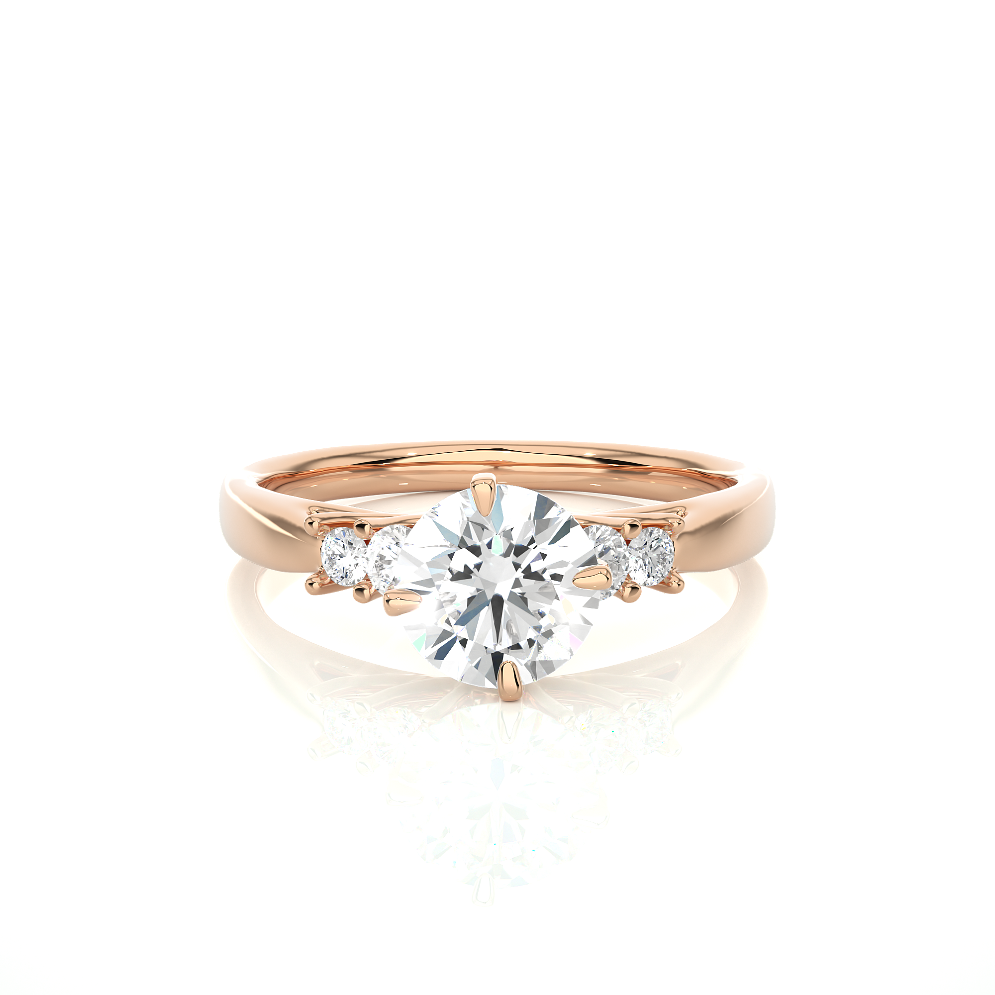 Five Stone Round Lab Diamond Engagement Ring