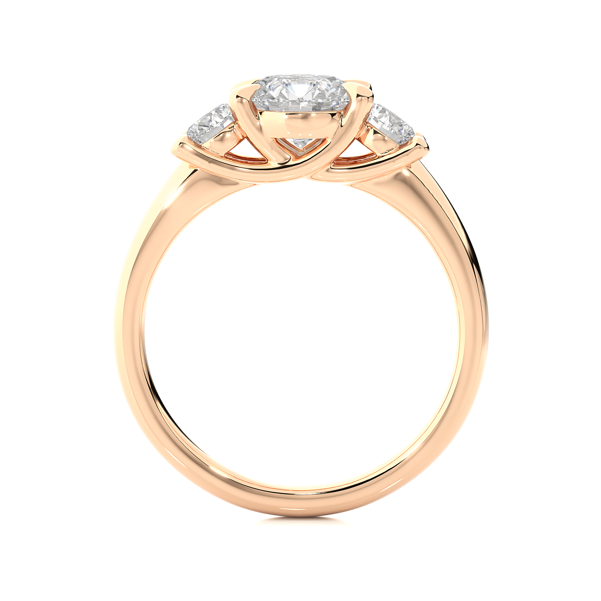 Classic Basket Set Lab Diamond Three Stone Engagement Ring