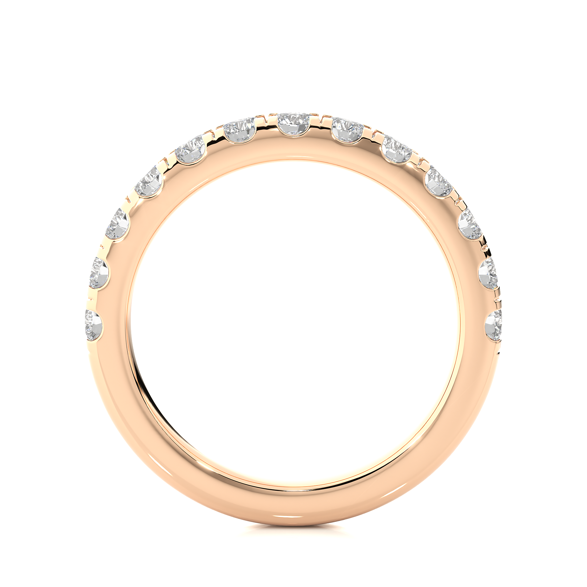 Round Lab Diamond Half Eternity Wedding Band