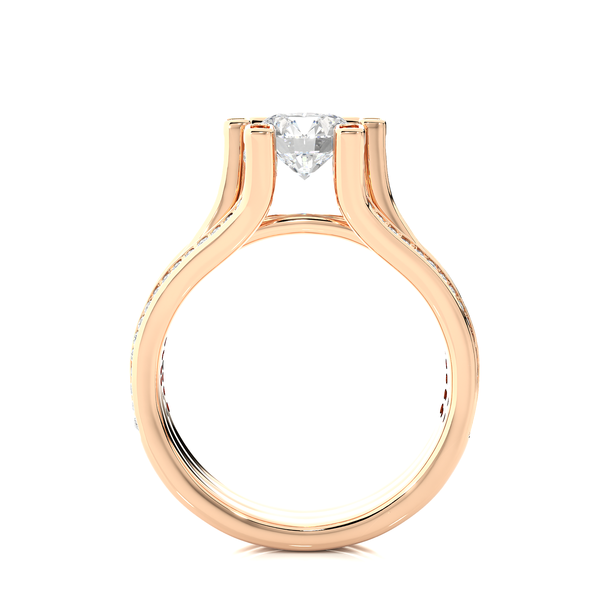 Round Lab Grown Diamond Multi Row Pave Engagement Ring