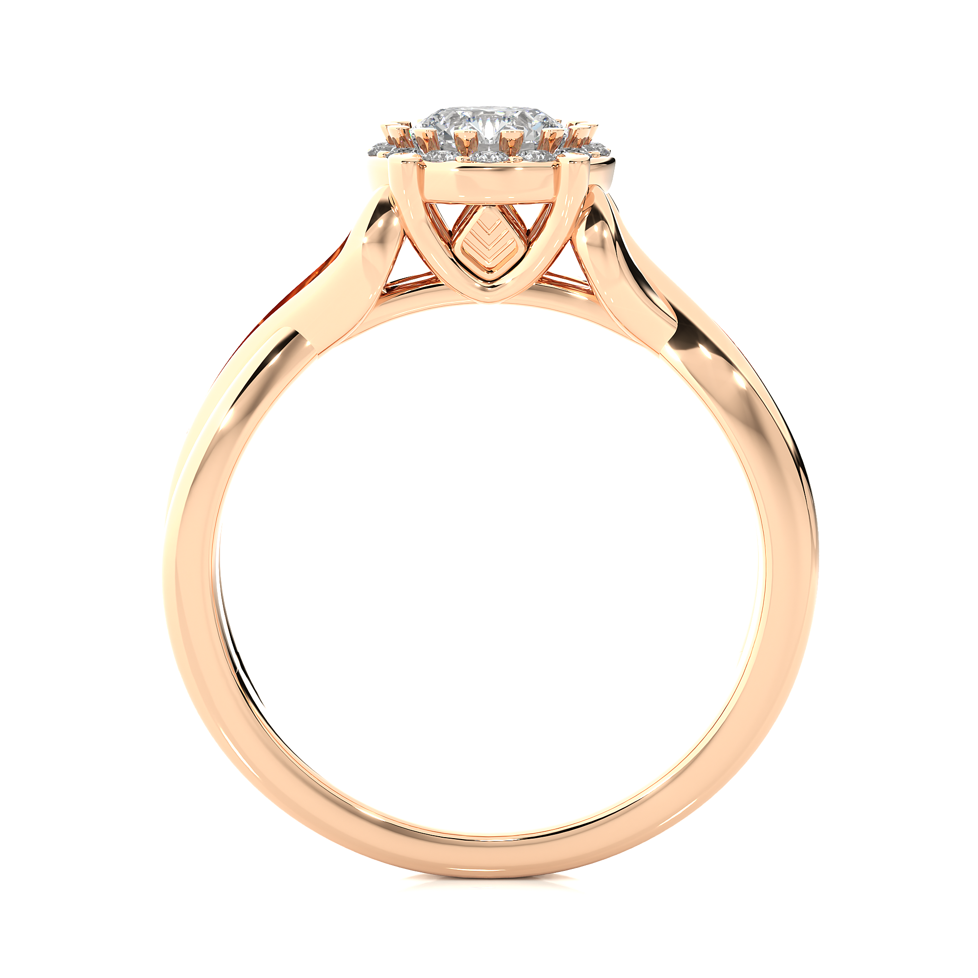 Round Diamond Halo Engagement Ring With Twisted Band