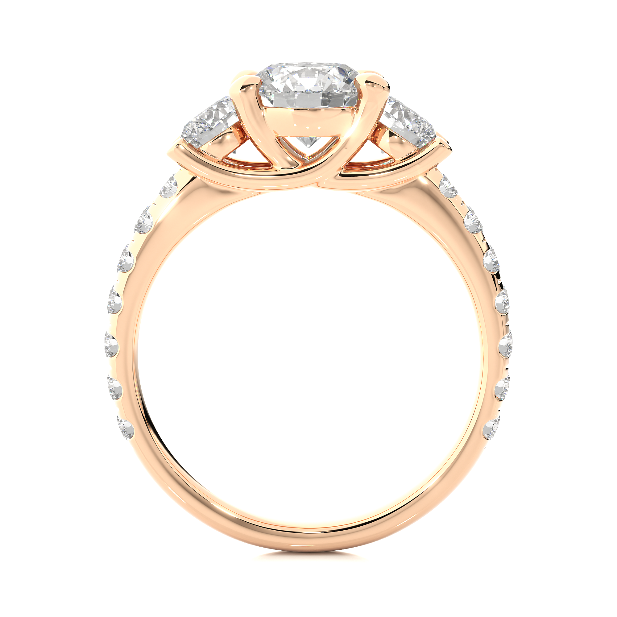 Round Lab Grown Diamond Gold Engagement Ring