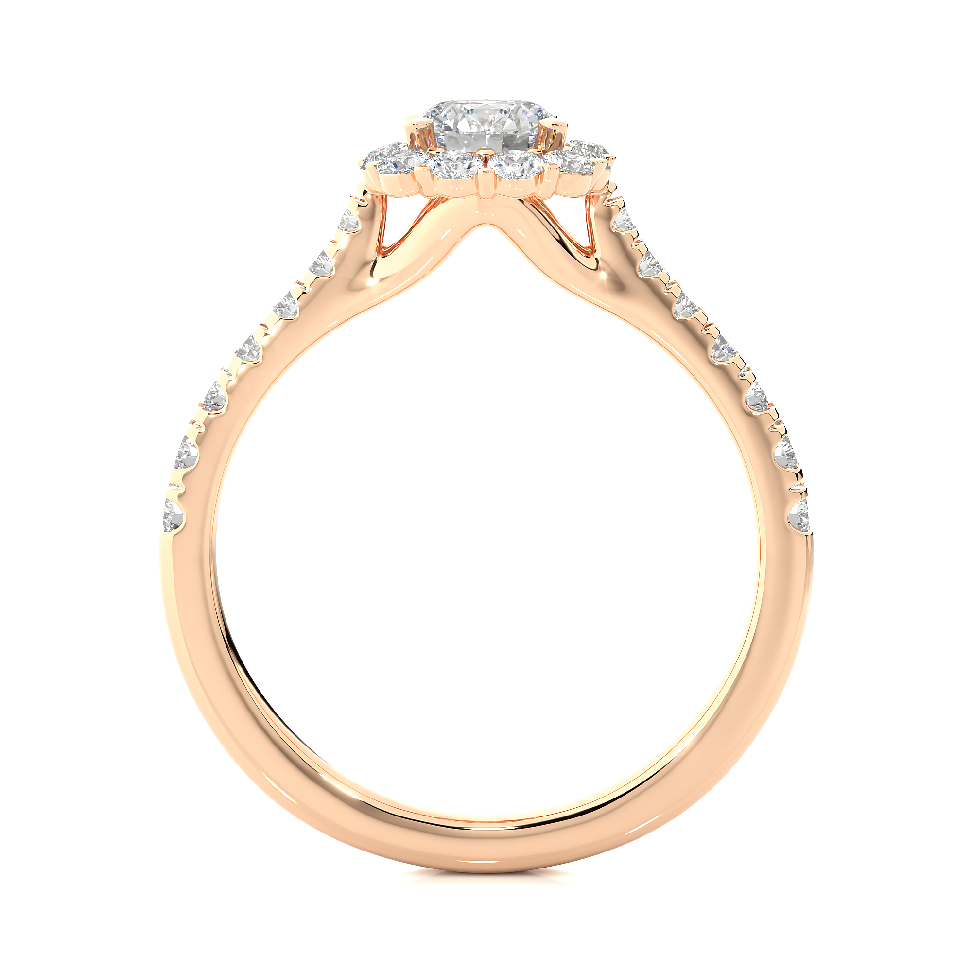 Round Lab Diamond Halo Engagement Ring