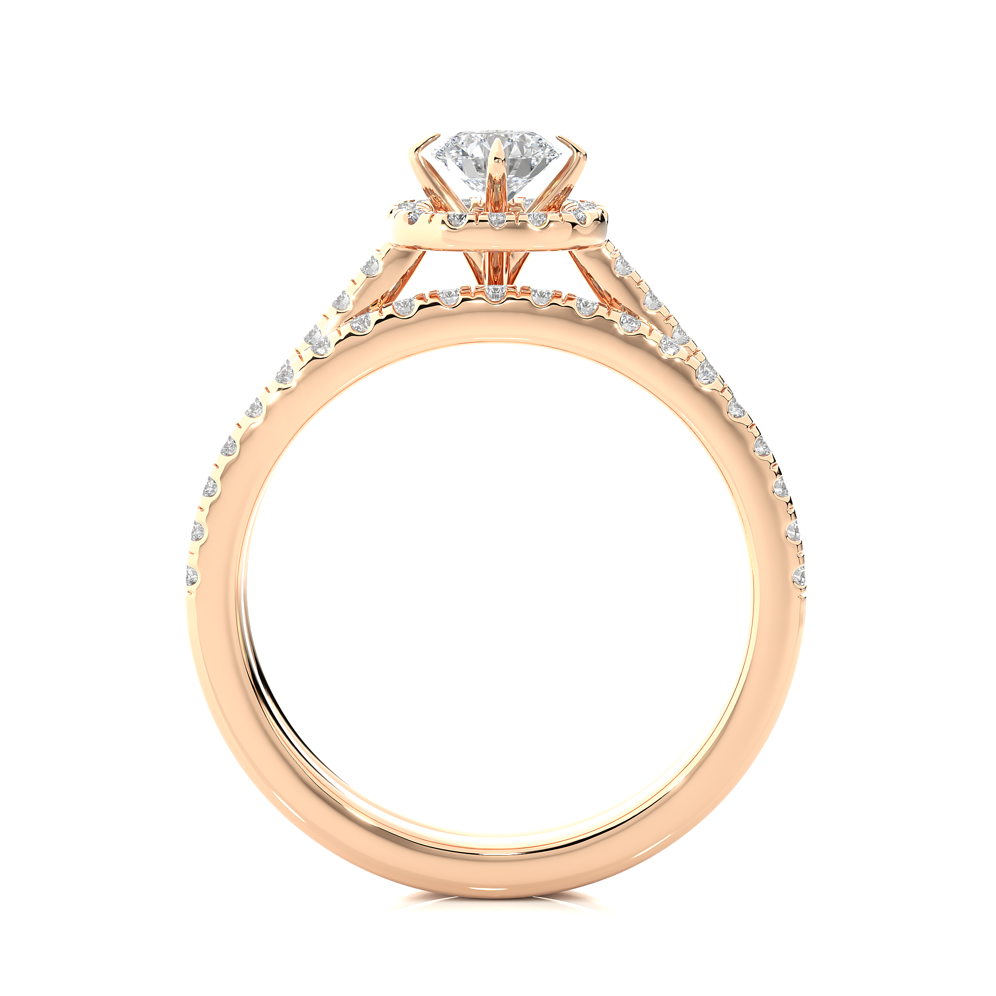 Round Lab Grown Diamond Halo Engagement Ring