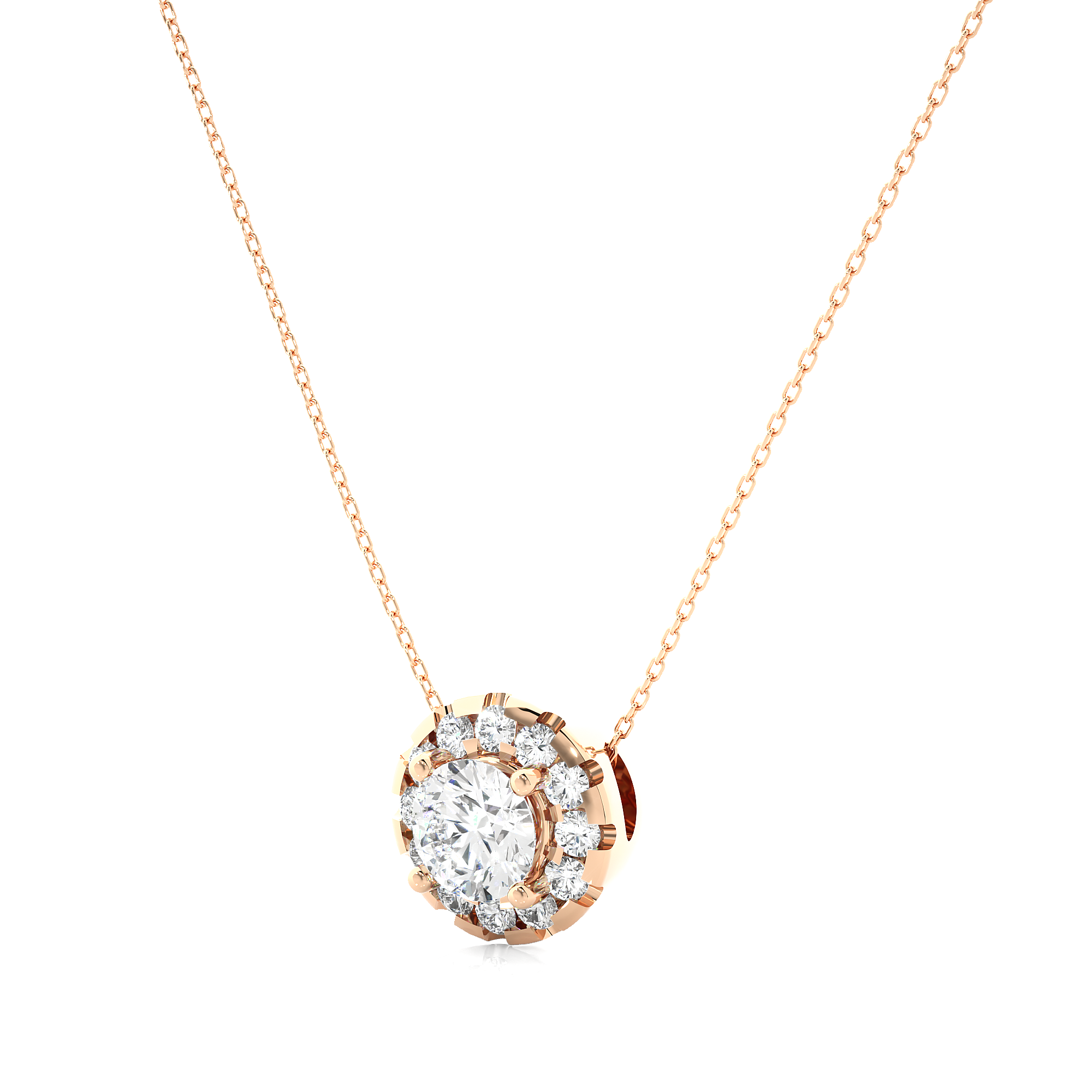 Round Halo Lab Diamond Pendant Necklace