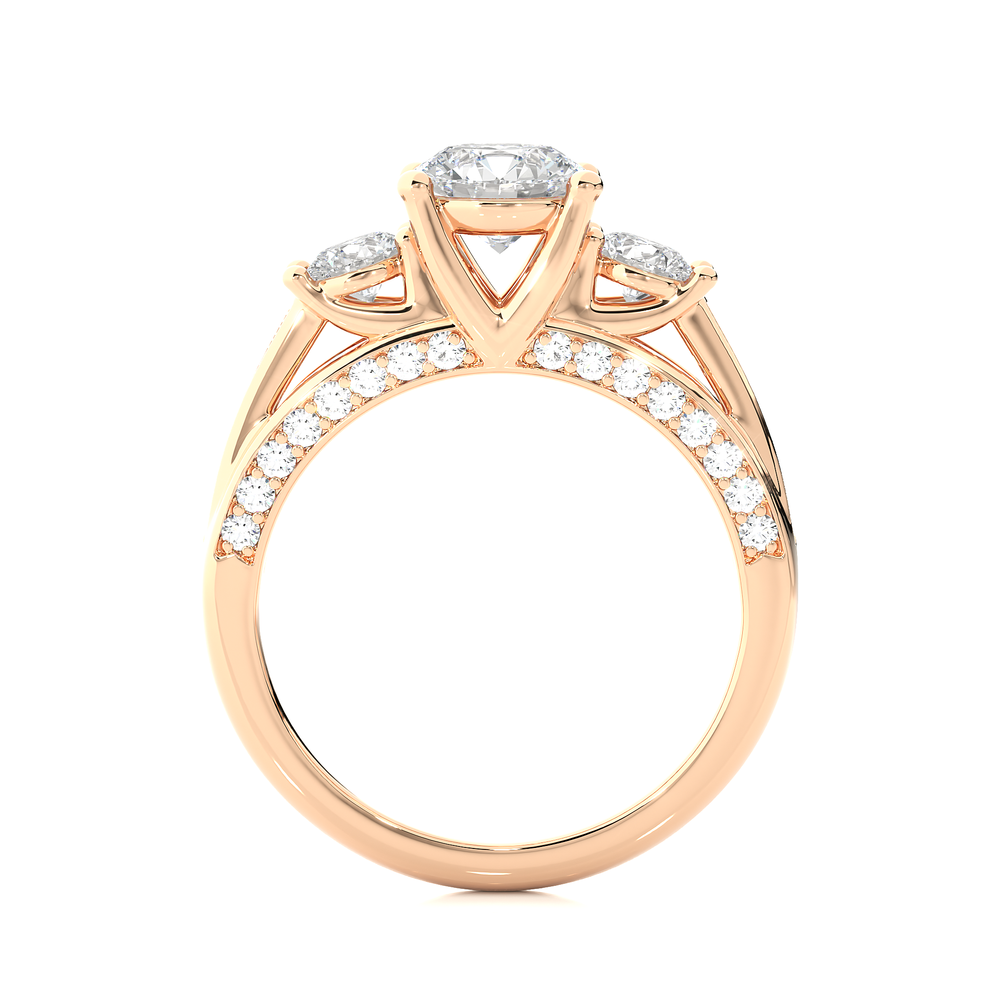 Three Stone Round Diamond Engagement Ring