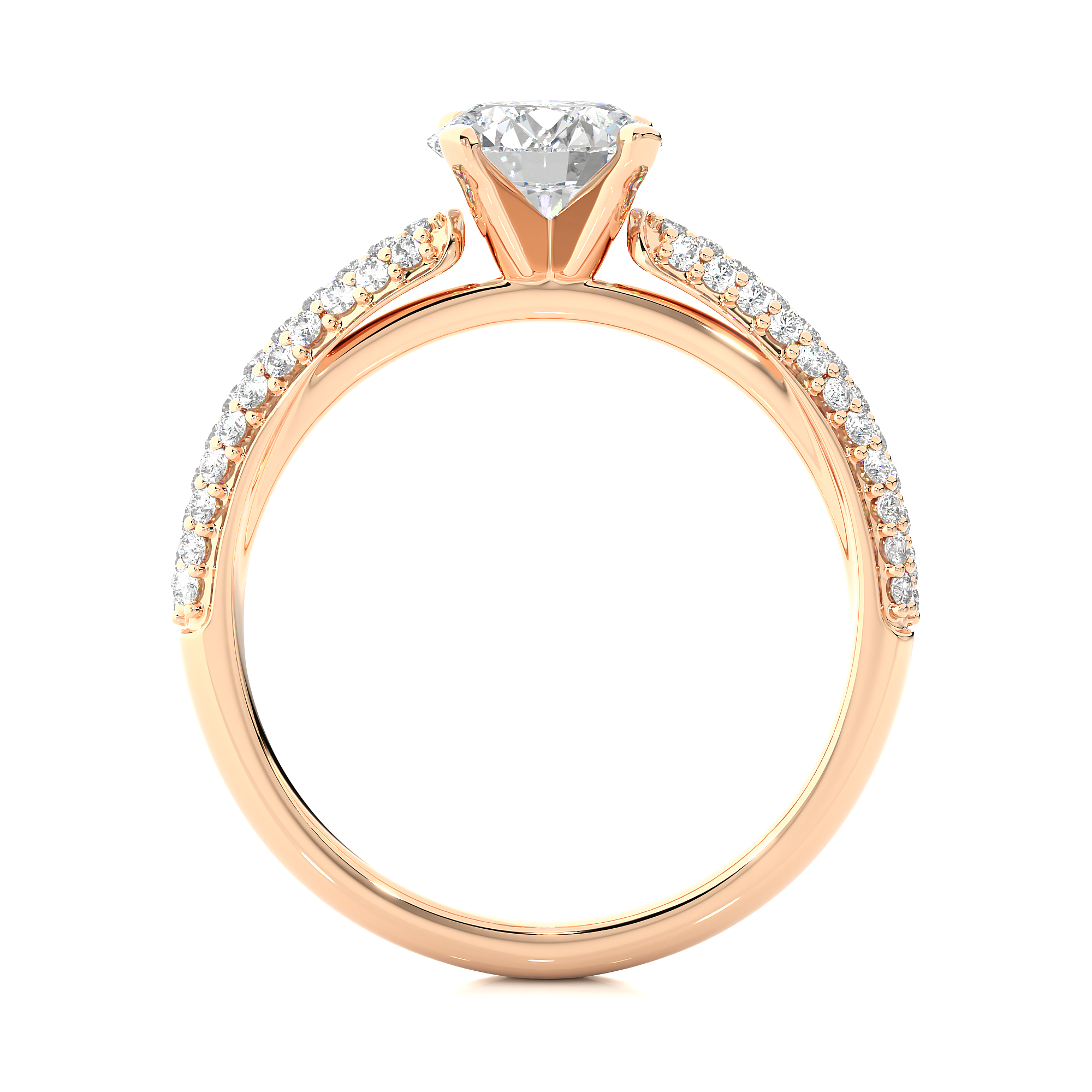 Round Lab Grown Diamond Pave Engagement Ring