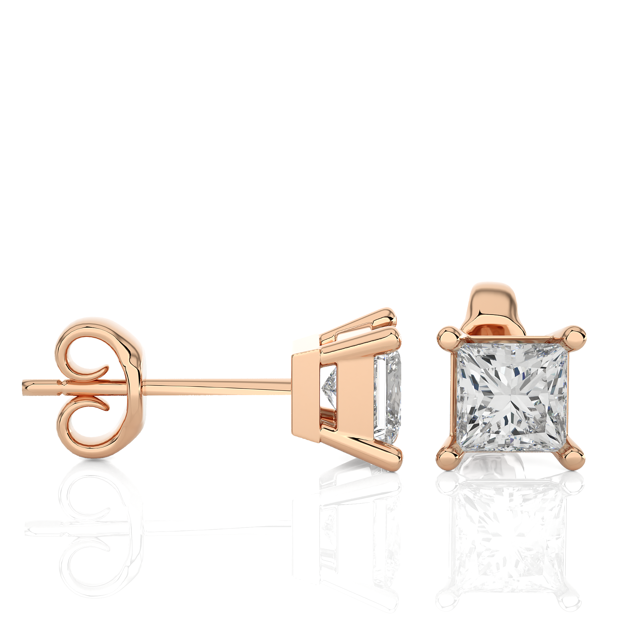 Princess Cut Lab Grown Diamond Stud Earrings