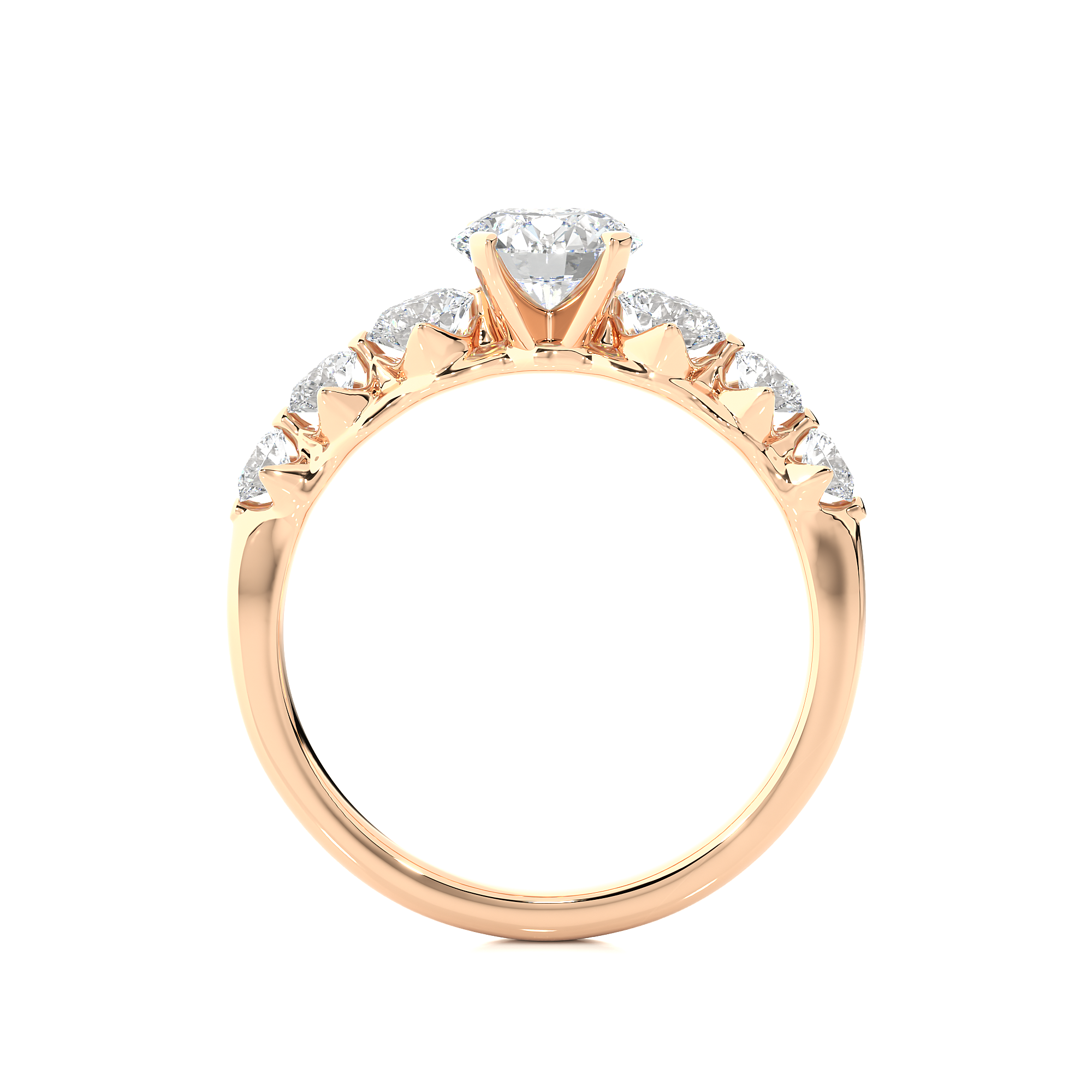 Round Lab Grown Diamond Five Stone Engagement Ring
