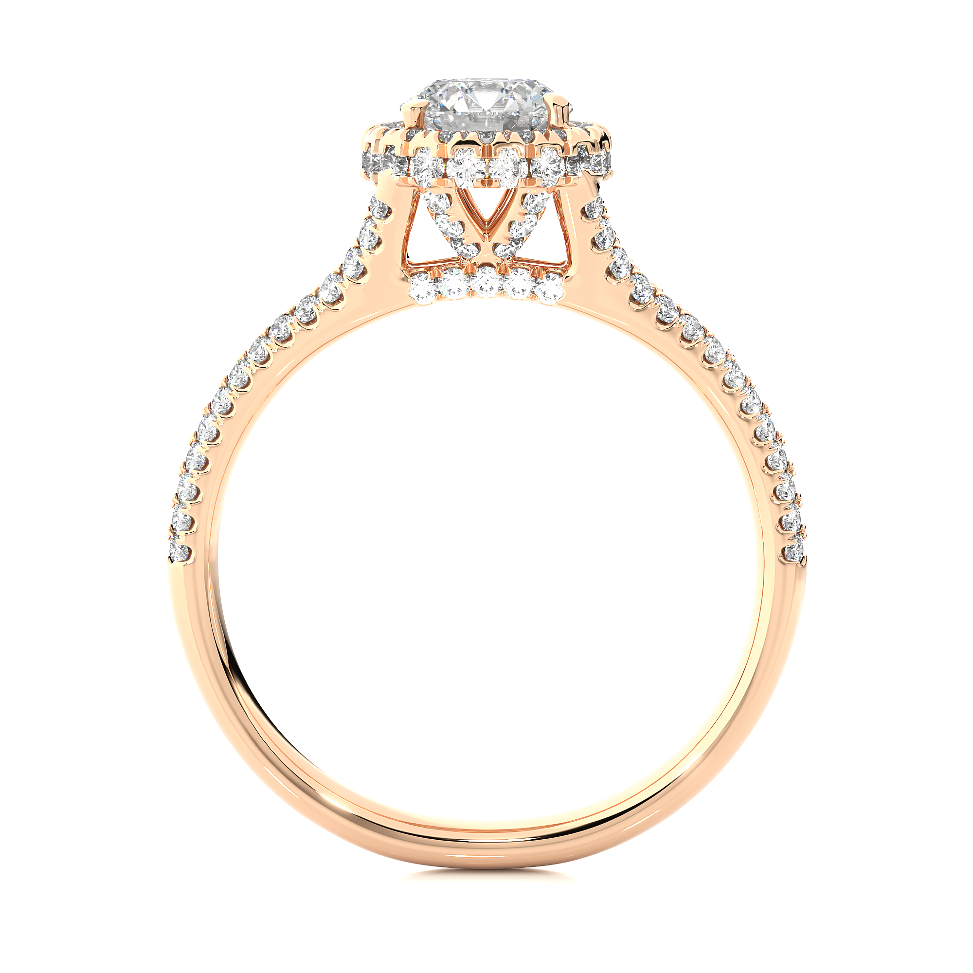 Round Lab Grown Diamond Halo Engagement Ring