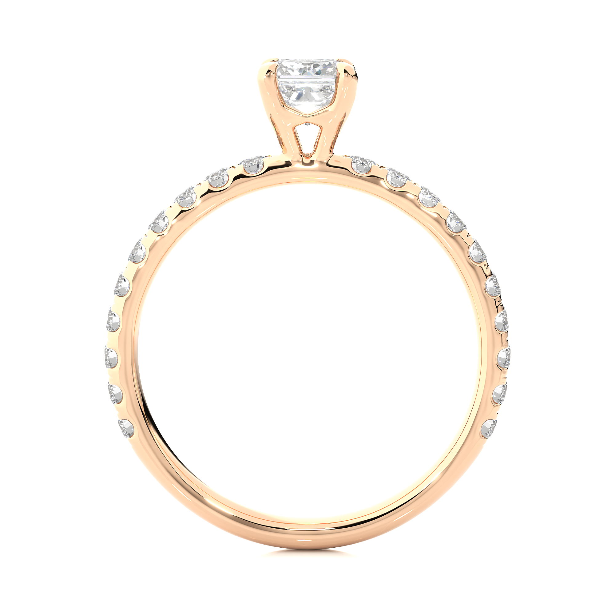 Princess Cut Lab Diamond Pavé Engagement Ring