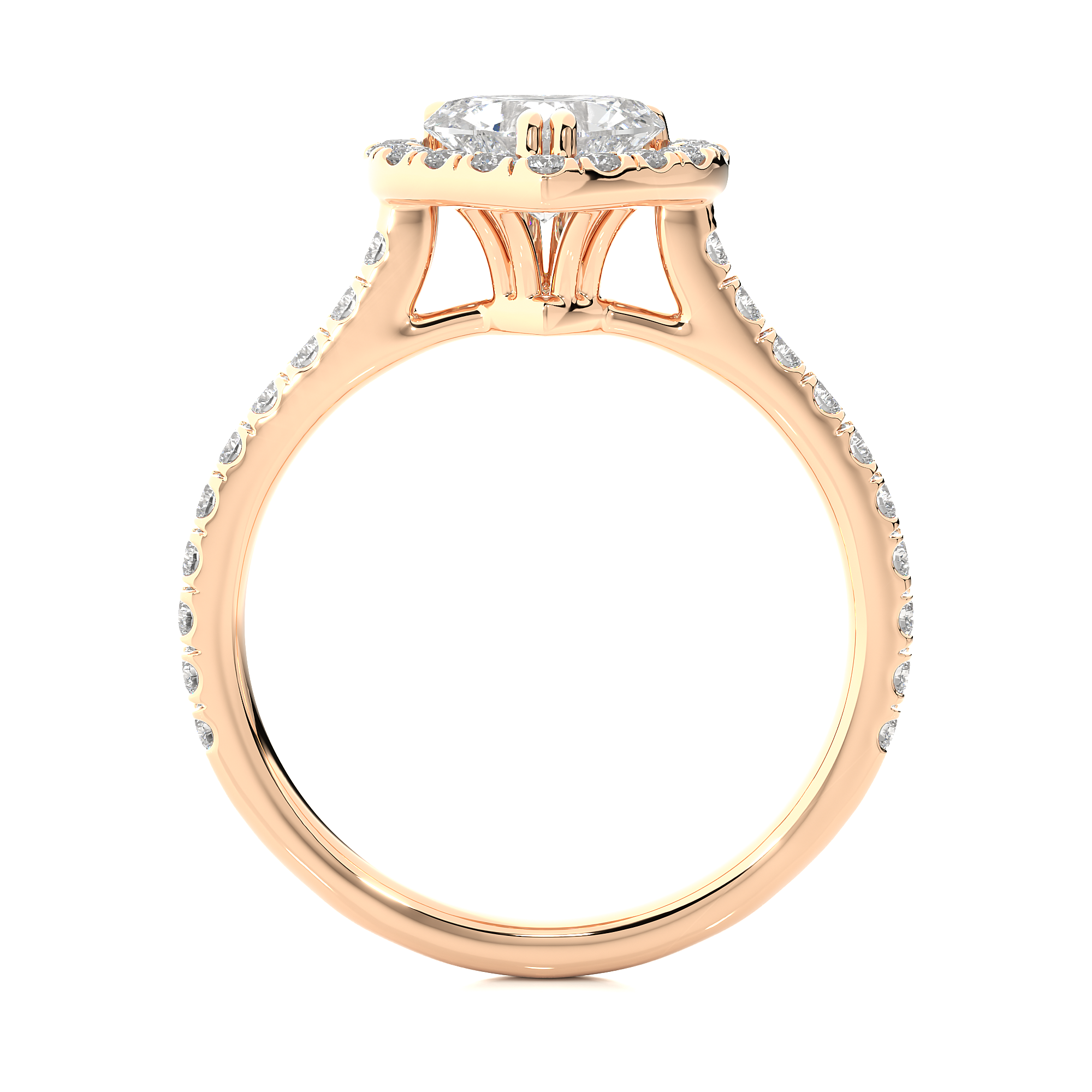 Heart Shape Lab Grown Diamond Halo Engagement Ring