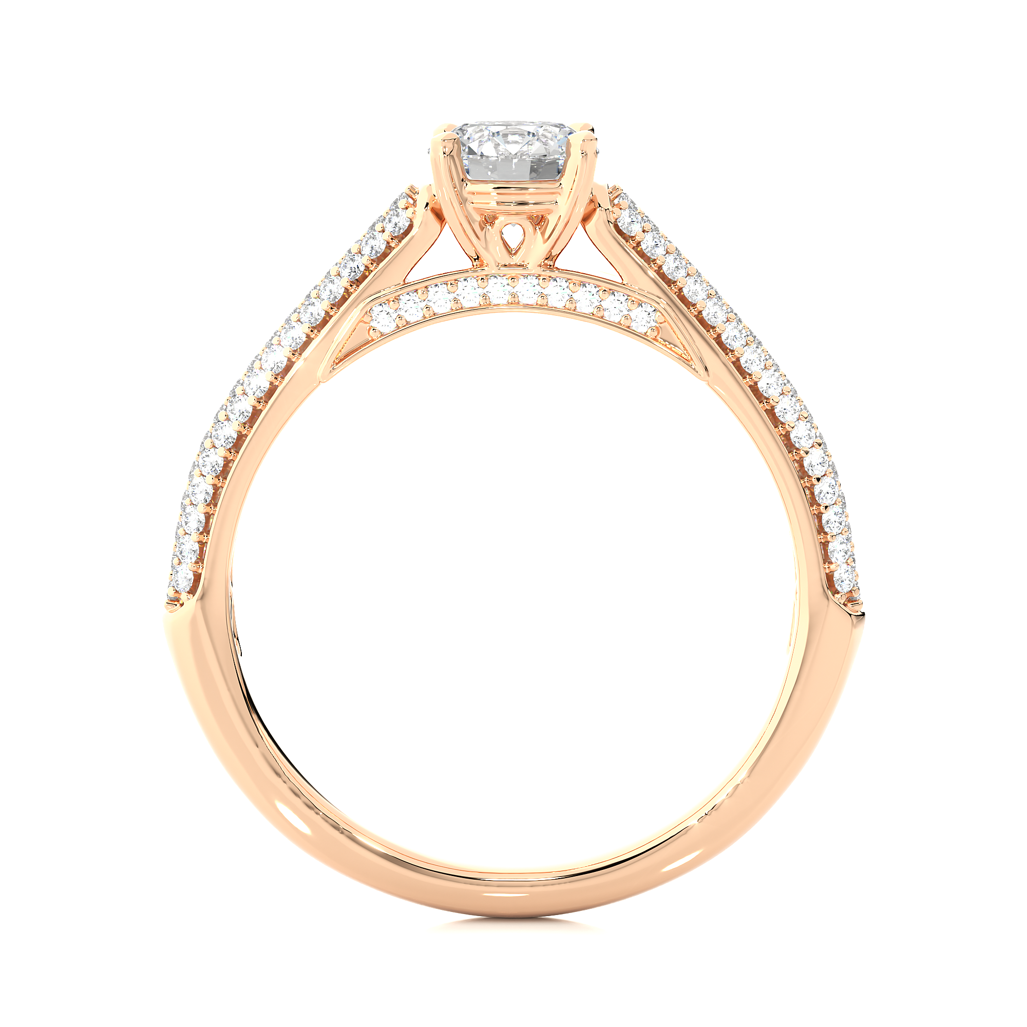 Round Lab Grown Diamond Double Pave Engagement Ring