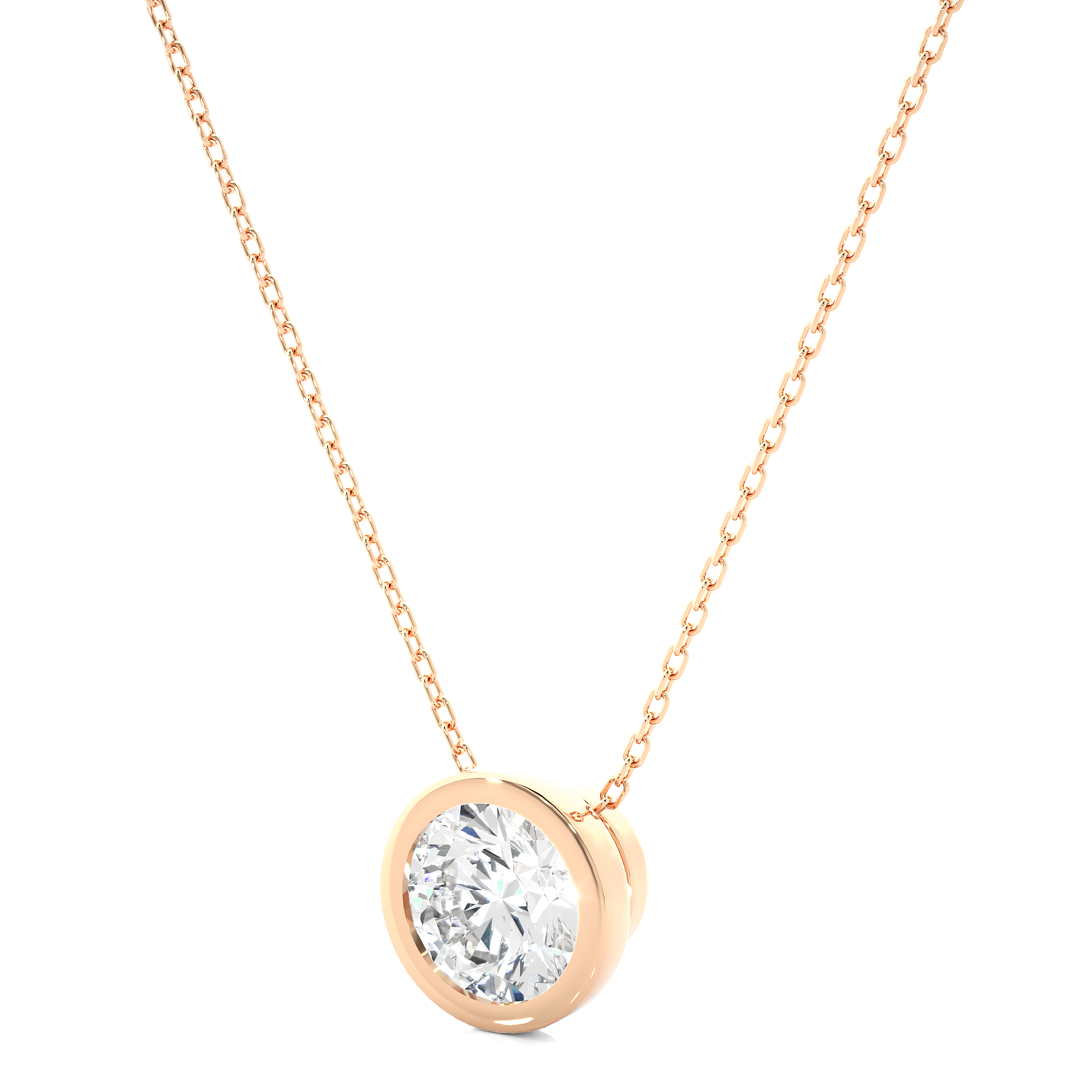 Bezel Set Round Cut Lab Grown Diamond Necklace