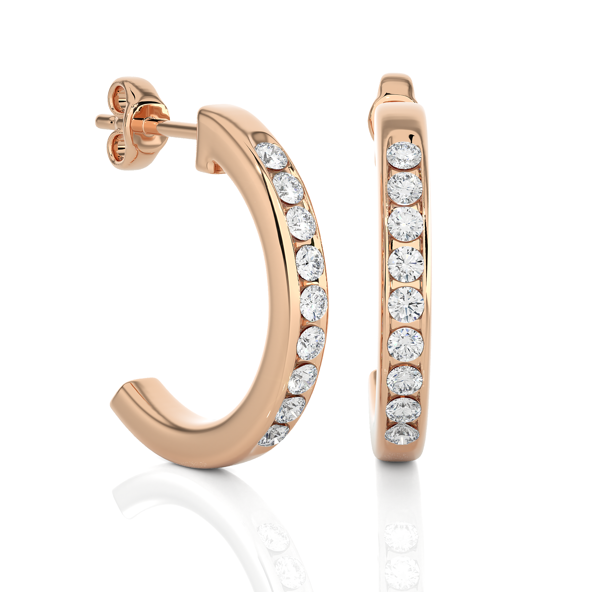 Medium Size Round Lab Diamond Hoop Earrings