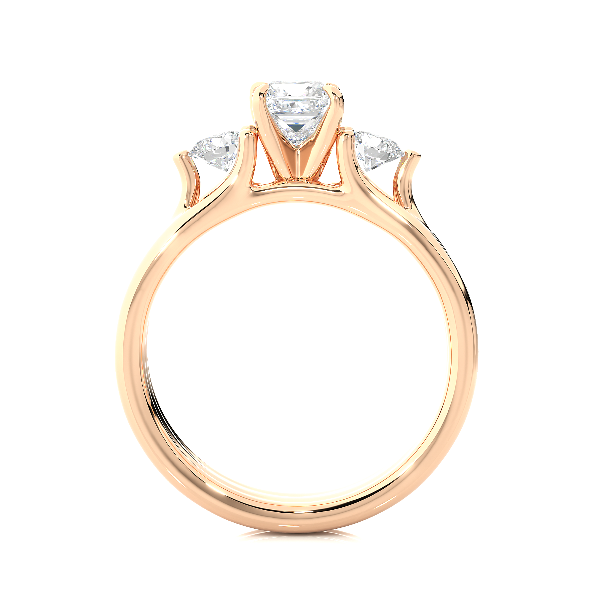 Princess Diamond Three Stone Engagement Ring