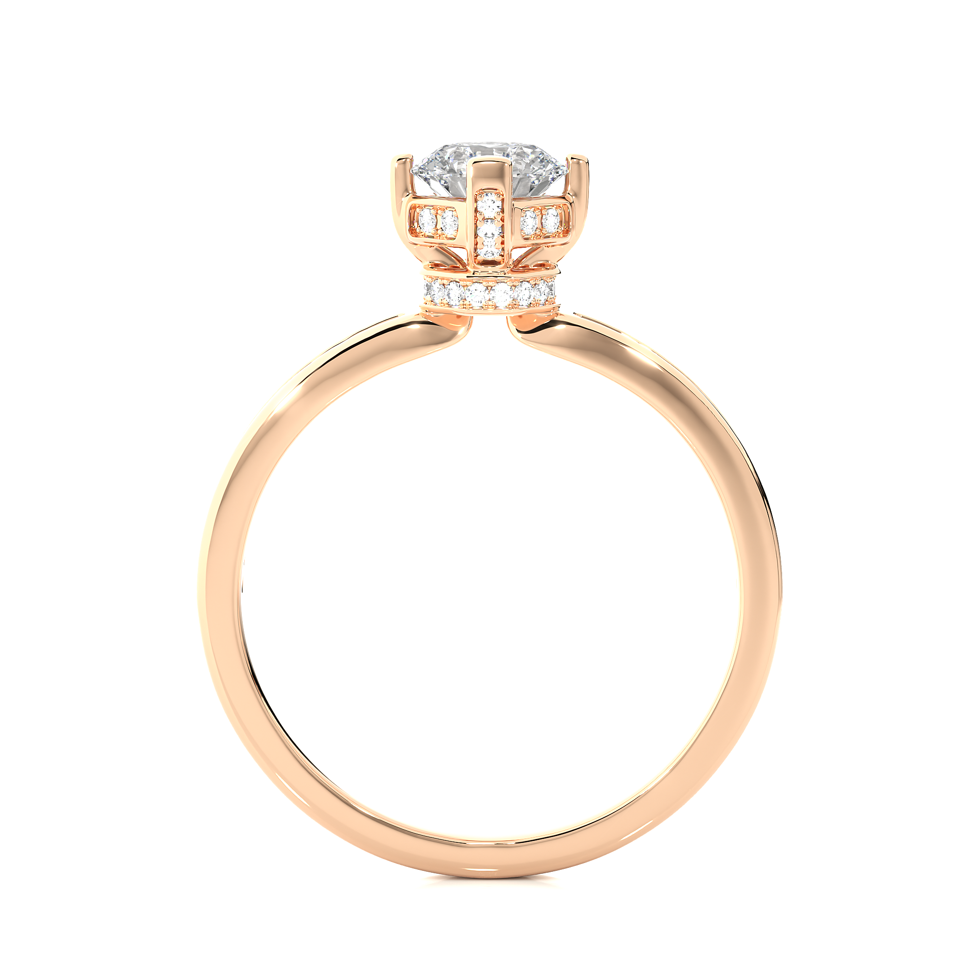 Round Lab Grown Diamond Hidden Halo Engagement Ring
