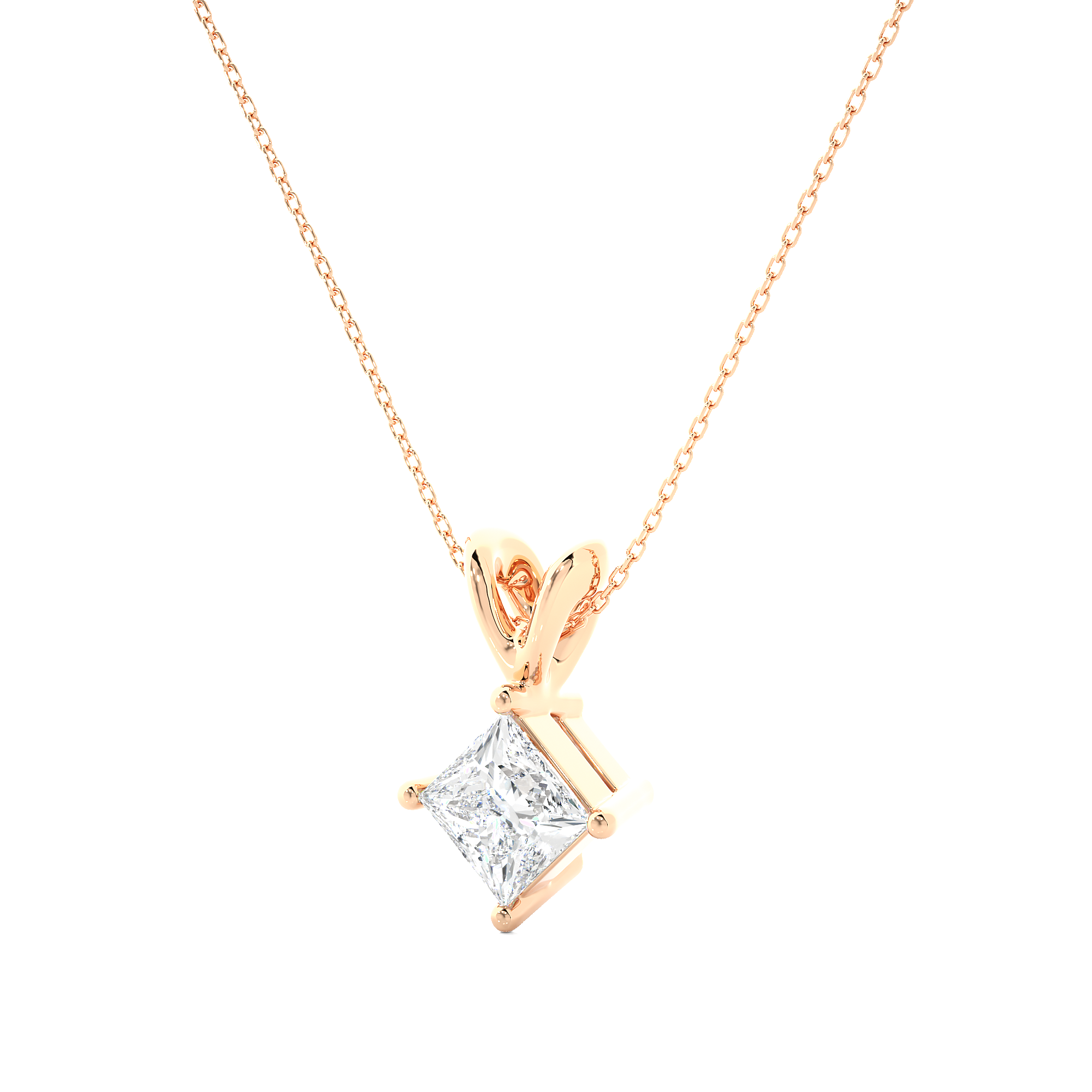 Princess Cut Lab Grown Diamond Solitaire Necklace
